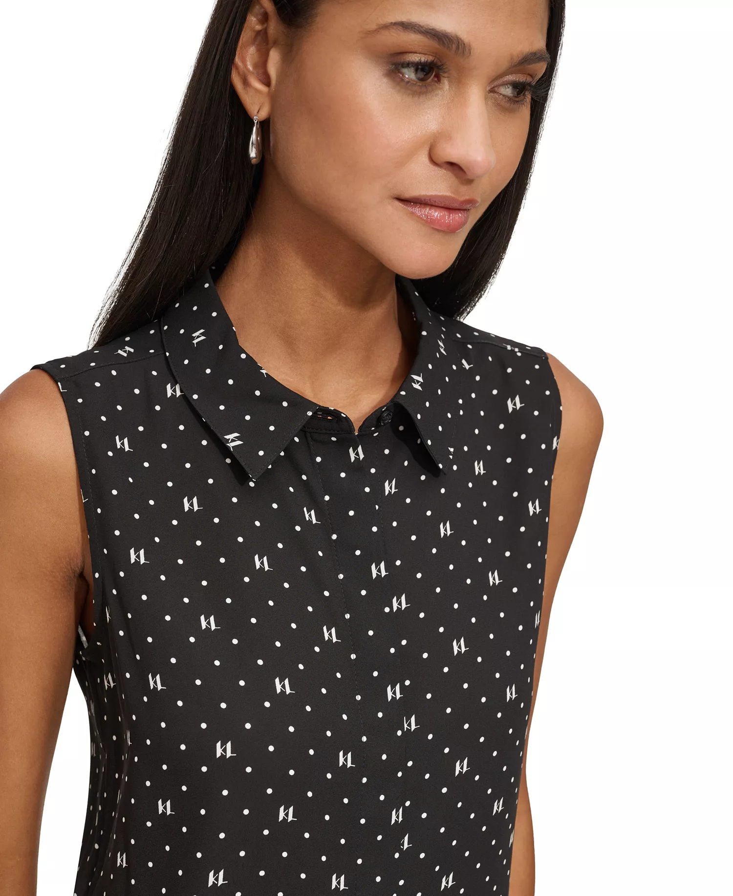 Women's Logo Sleeveless Shirt - Black/Soft White - L