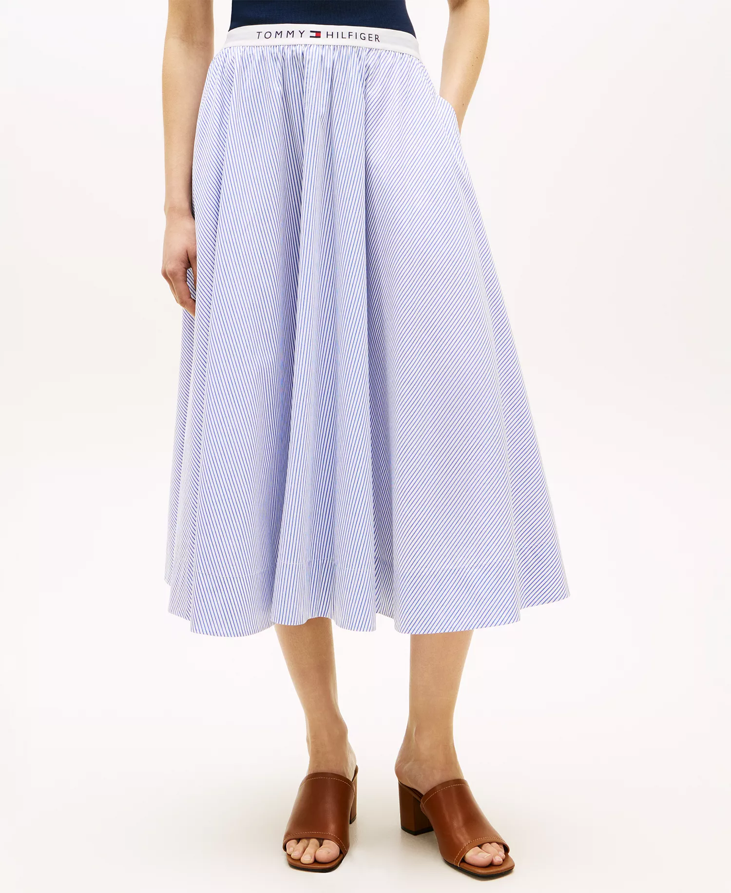 Women's Pull-On Midi Skirt - Blue - L
