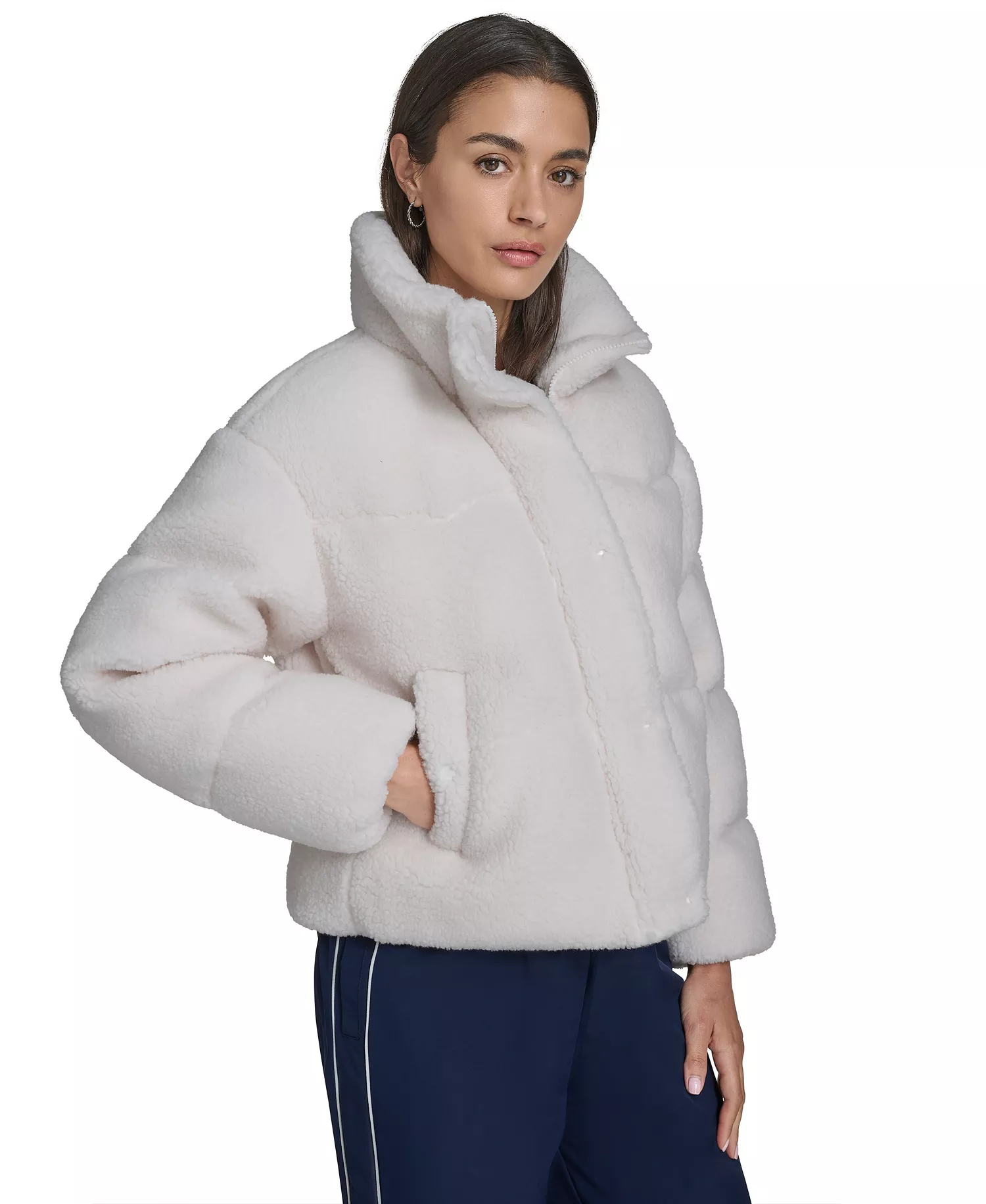 Women's Regular Sherpa Western Puffer Jacket - Cream - L