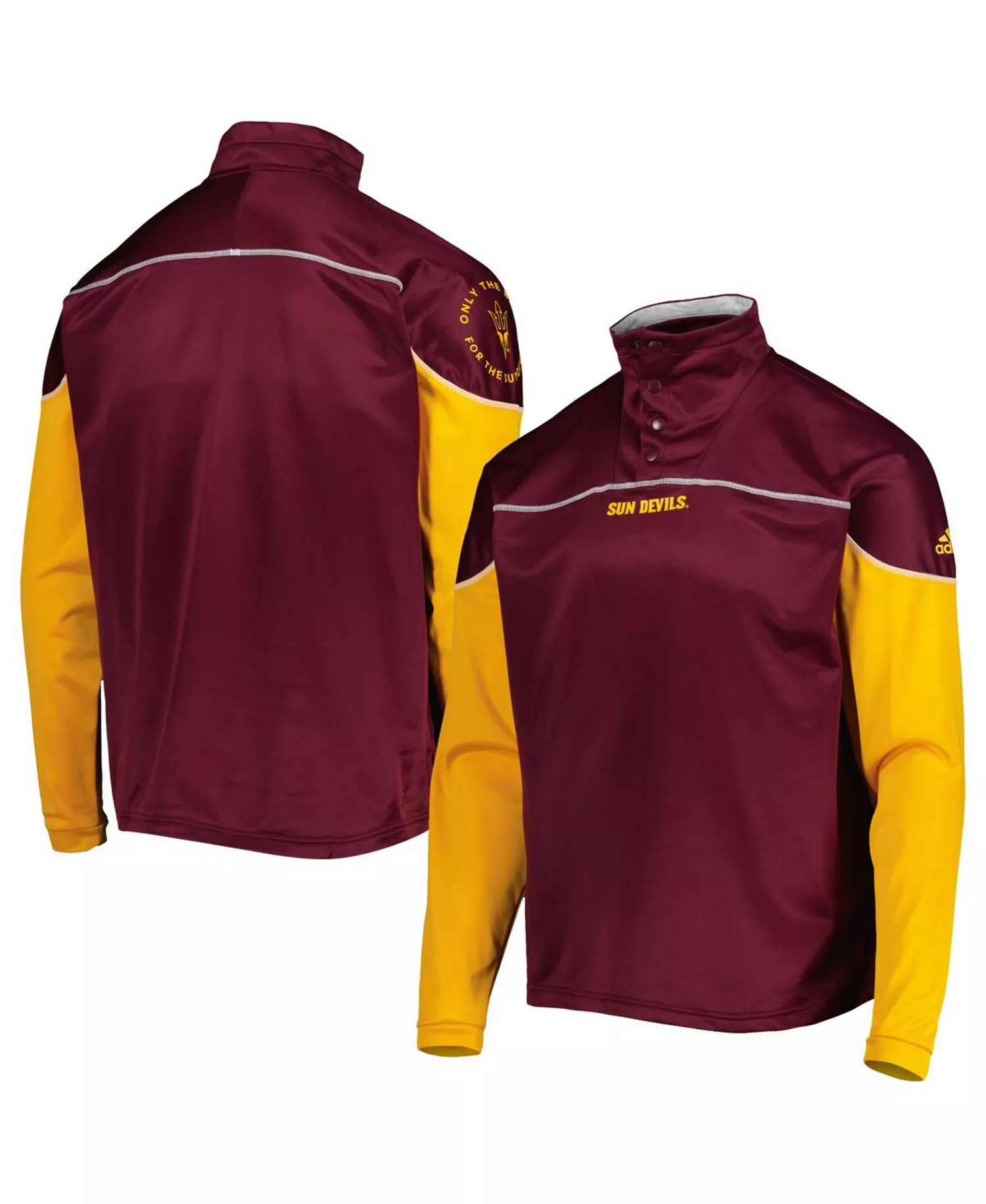 Men's Maroon Arizona State Sun Devils AEROREADY Knit Quarter-Snap Jacket - Maroon - L