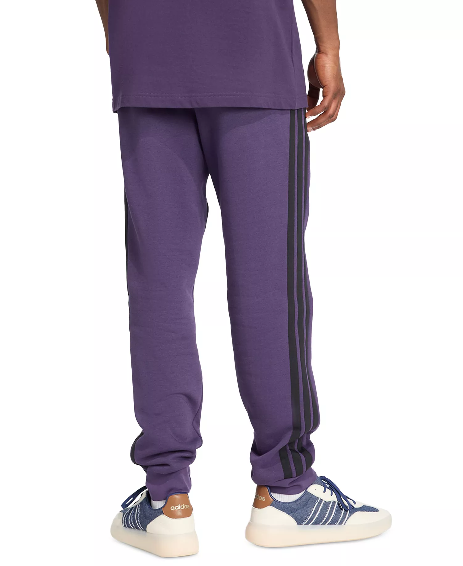 Men's Essentials Regular-Fit 3-Stripes Fleece Joggers - Aurora Plum/Black - 2XL