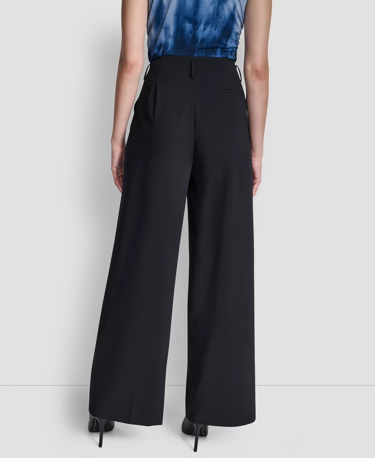 Women's Pintuck Wide Leg Pants - Navy - 10