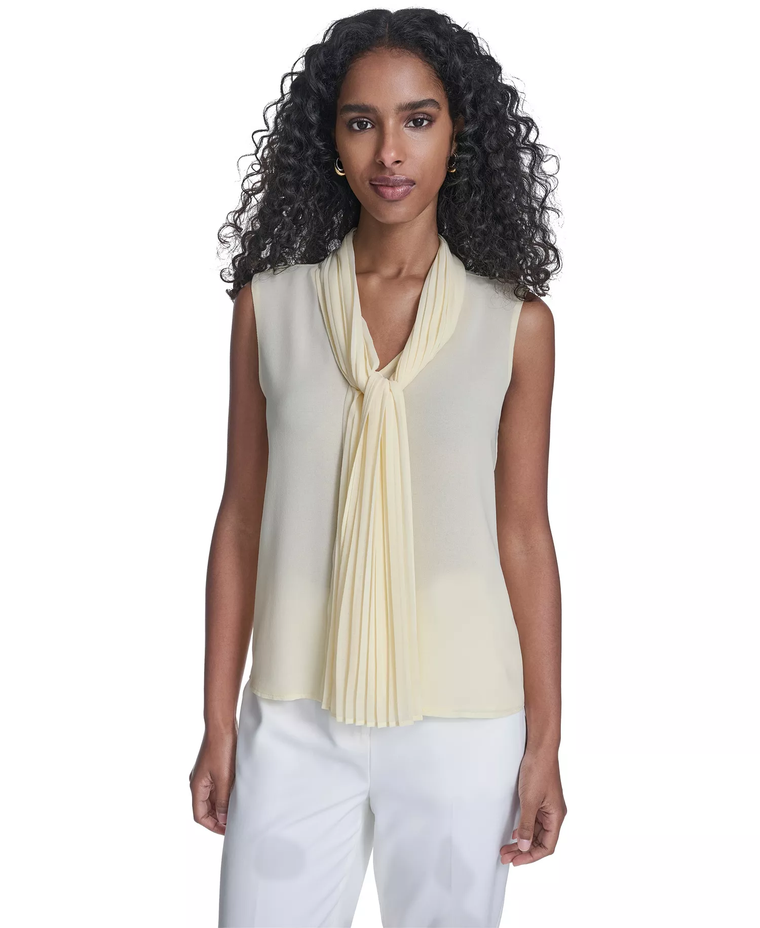 Petite Sleeveless V-Neck Top - Double Cream - P/L