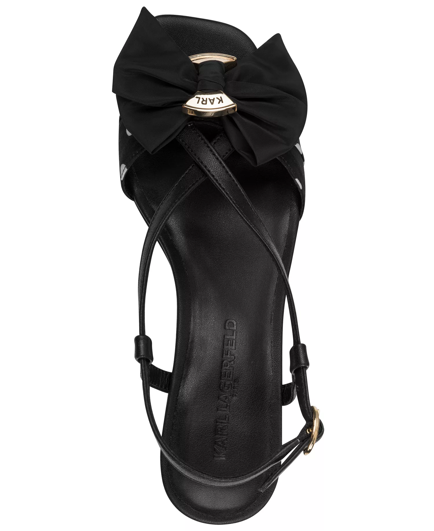 Suttyn Bow Polka-Dot Heeled Sandals - Black/White - 10