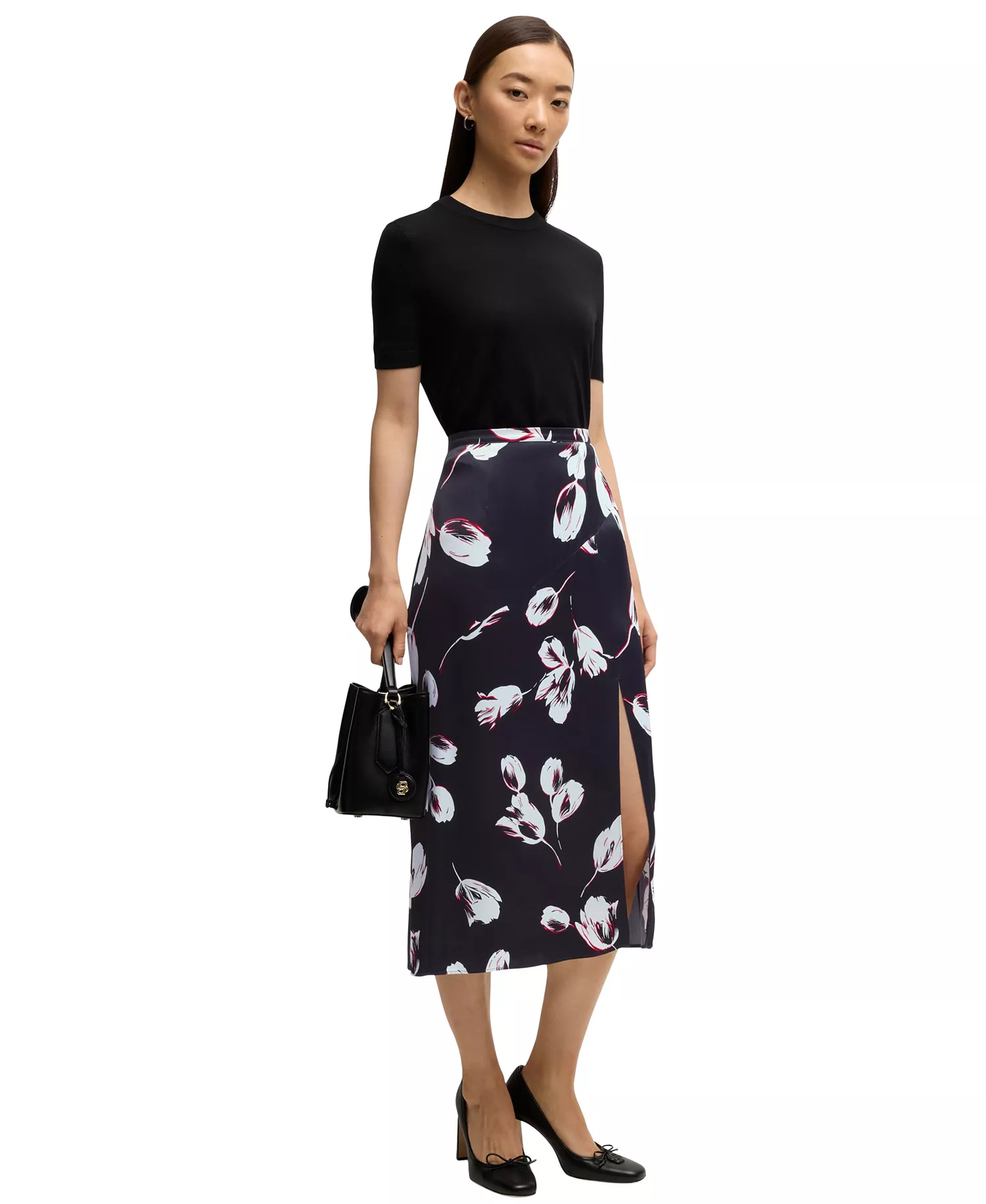 Women's Tulip Print Satin Maxi Skirt - Open Misc - 2