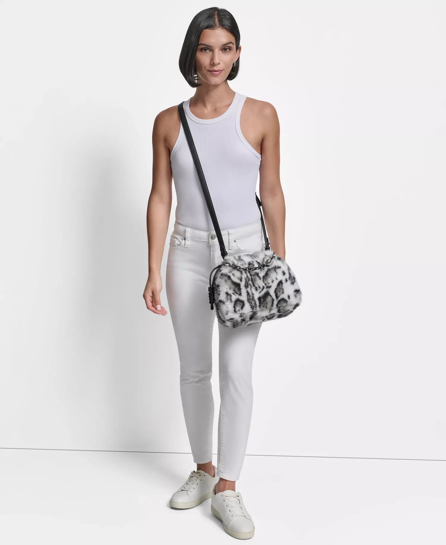 Halle Small Drawstring Crossbody Bag - Snow Leopard - ONE SIZE