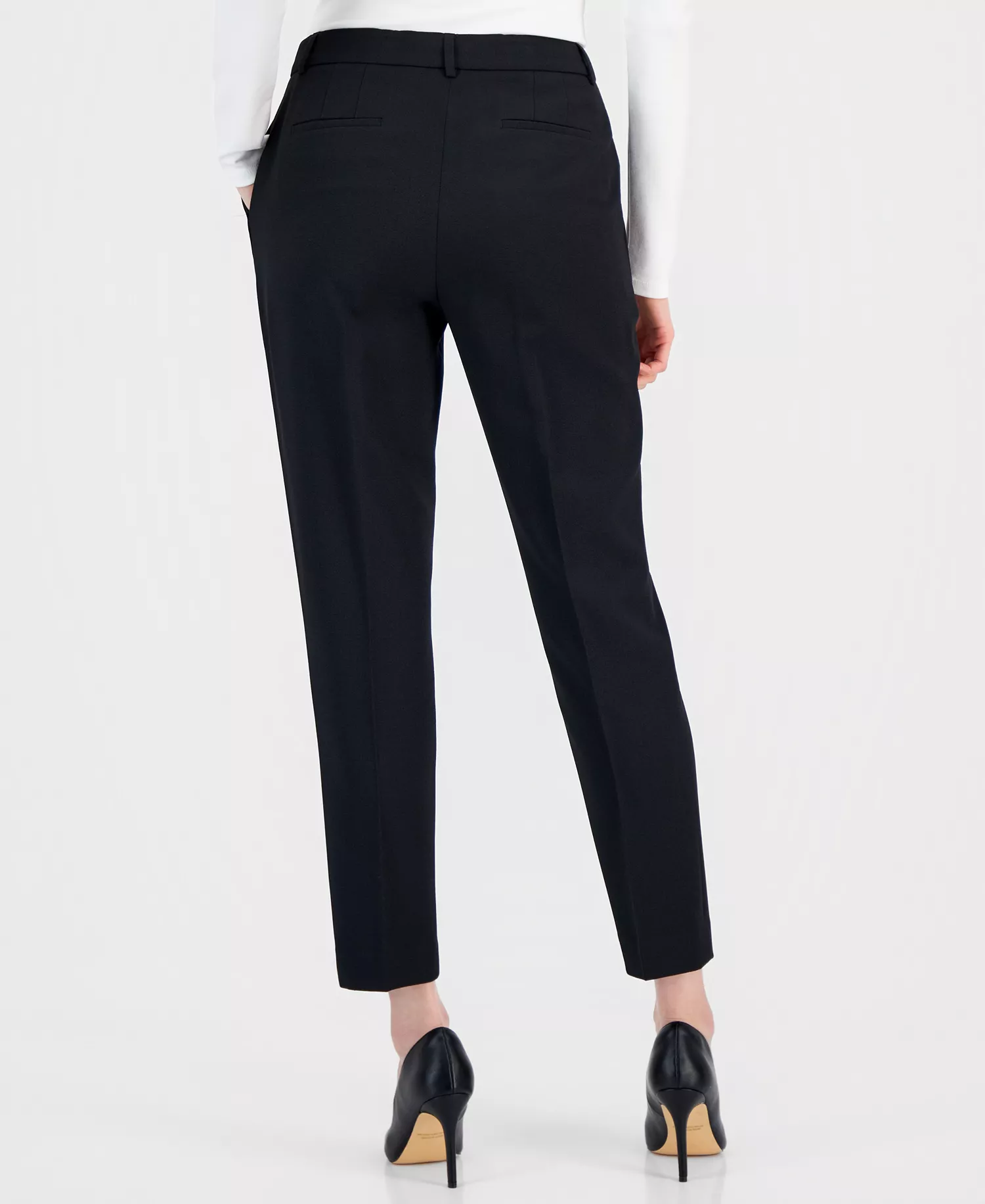 Women's Notched One-Button Pantsuit - Black - 10