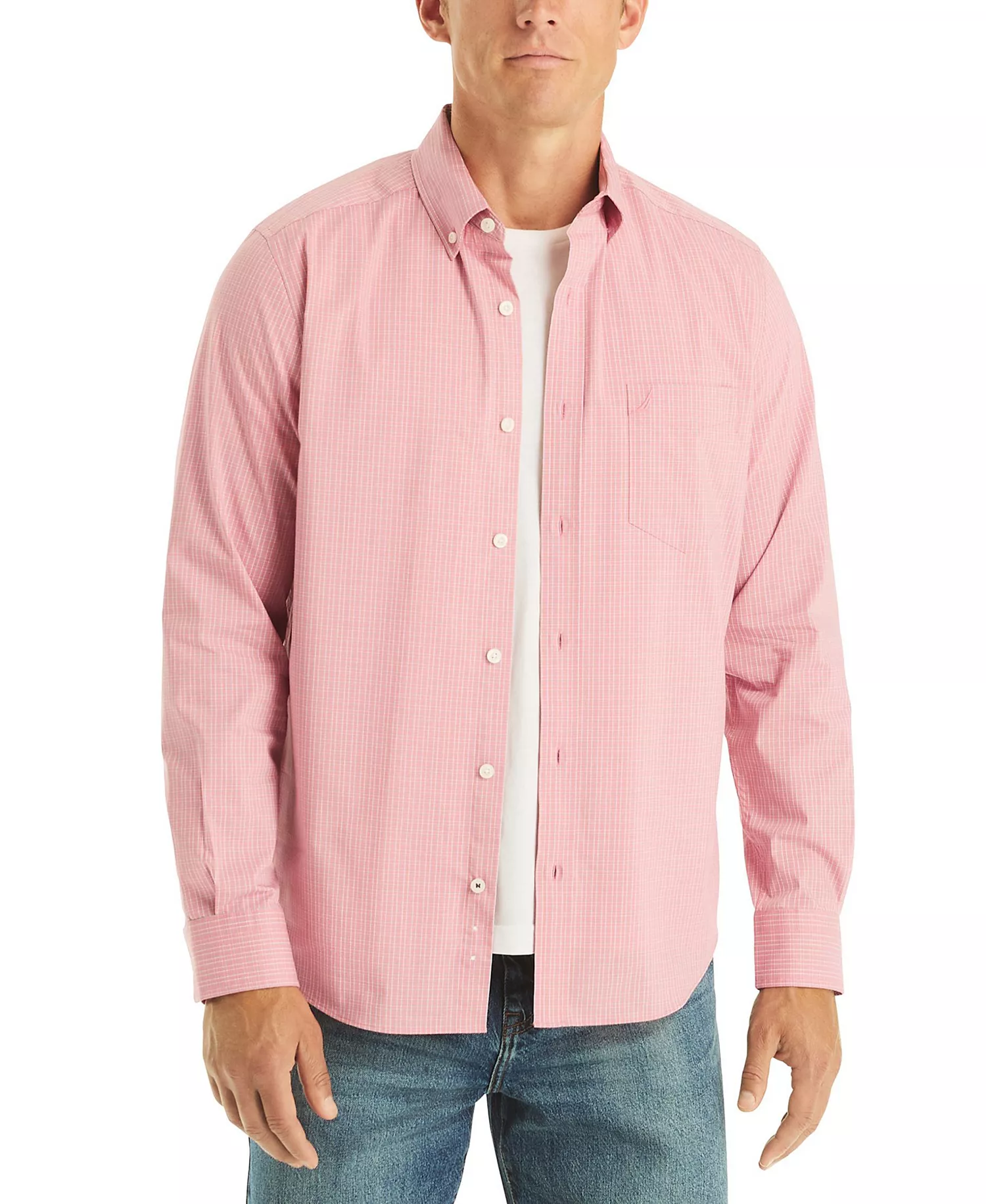 Men's Plaid Long-Sleeve Shirt - Apricot Berry - 2XL