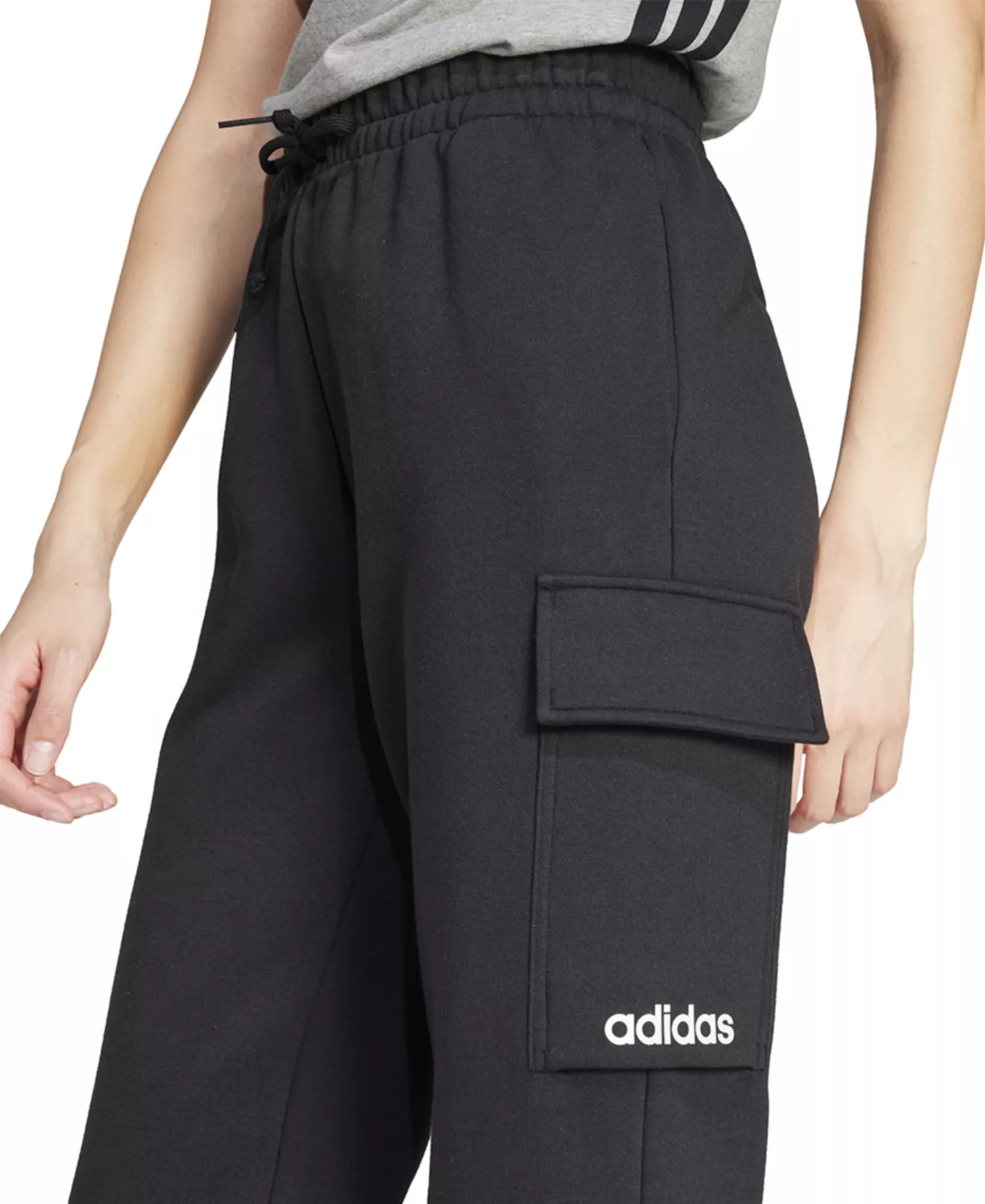 Women's Essentials Fleece Cargo Sweatpants - Black/white - 2XL