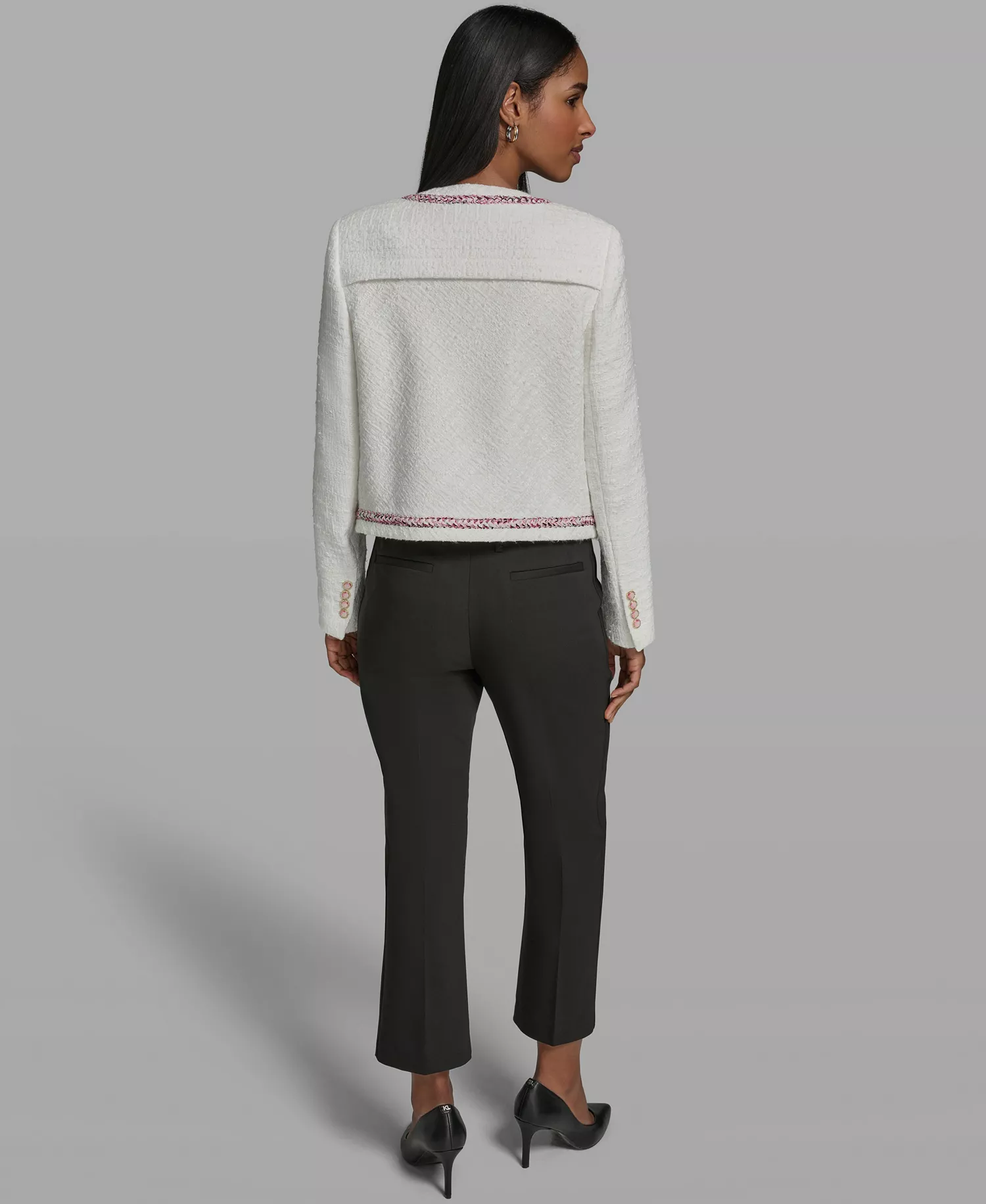 Women's Crewneck Cropped Woven Jacket - Soft White - 0