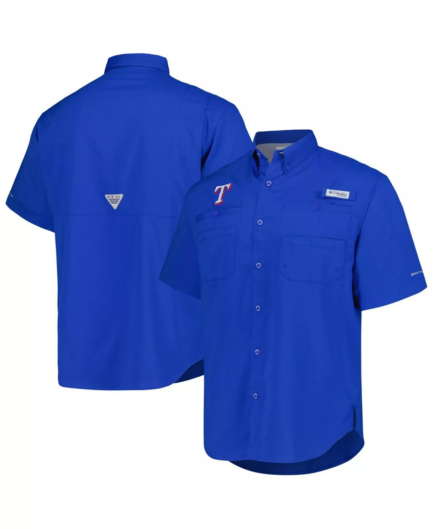 Men's Royal Texas Rangers Tamiami Omni-Shade Button-Down Shirt - Royal - Large