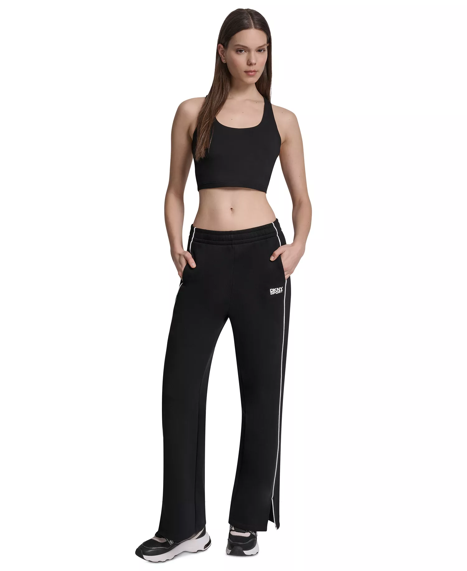 Women's HD Logo Piped Track Pants - Black/White - L