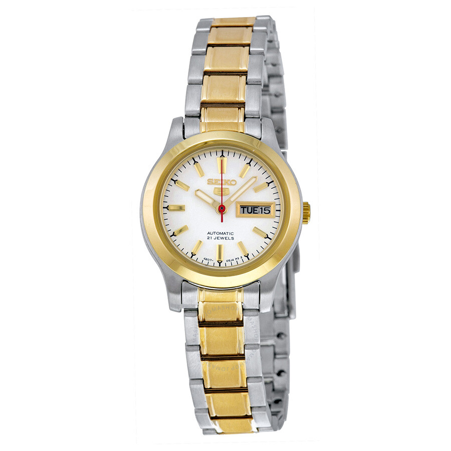 Seiko 5 Automatic White Dial Two-tone Ladies Watch