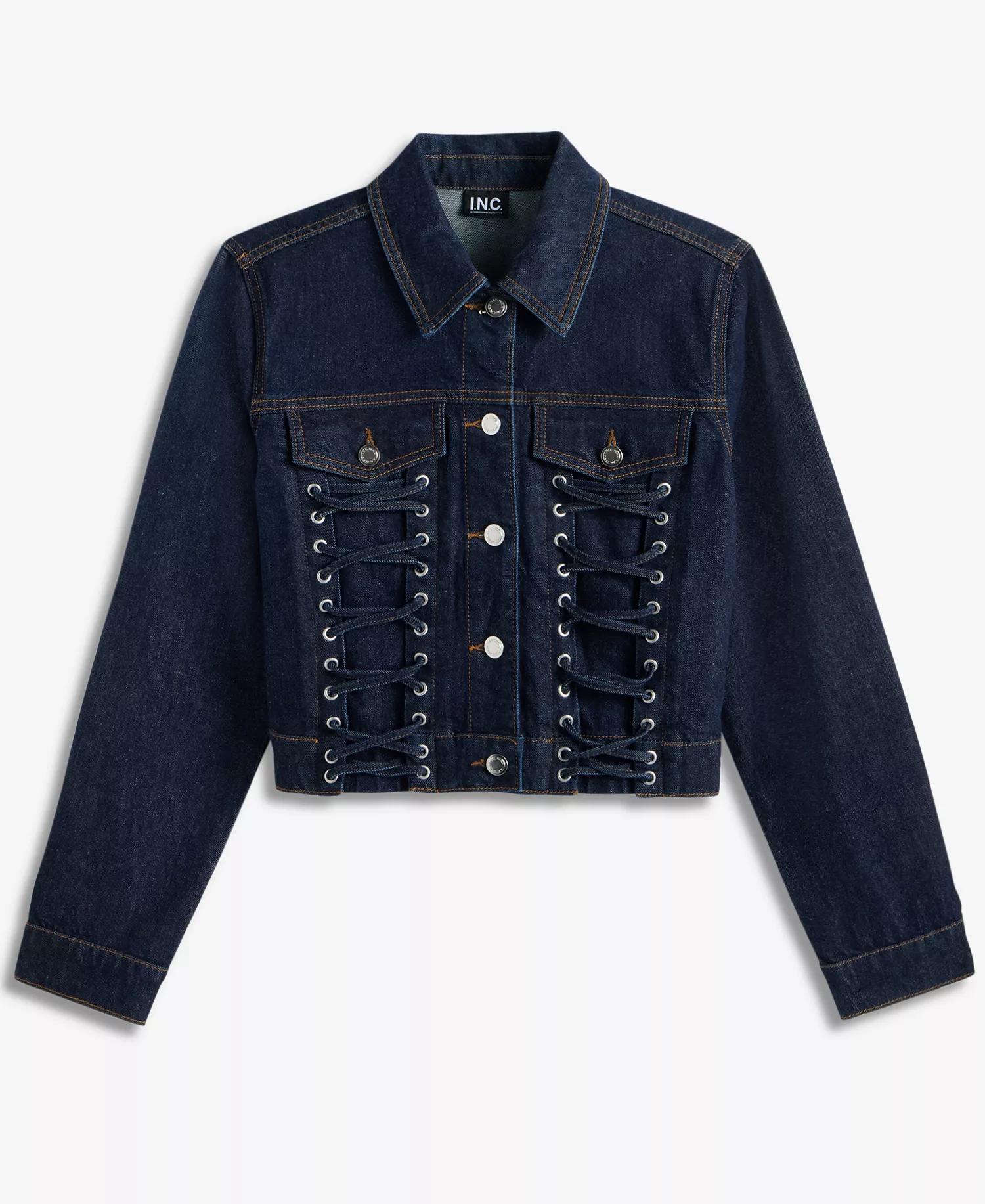 Women's Cropped Lace-Up Denim Jacket, Macy's Exclusive - Hudson Wash - L