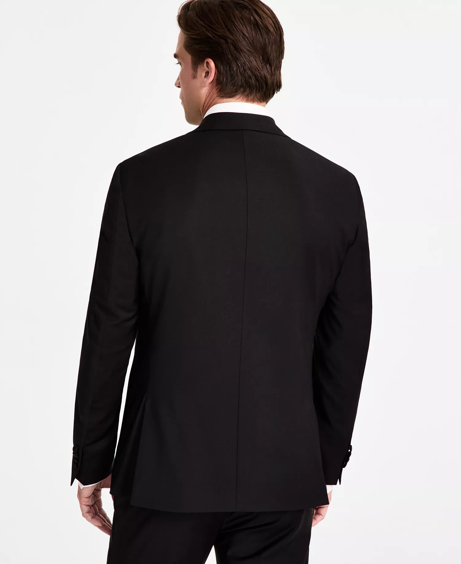 Men's Slim-Fit Wool-Blend Tuxedo Jacket - Black - 36R