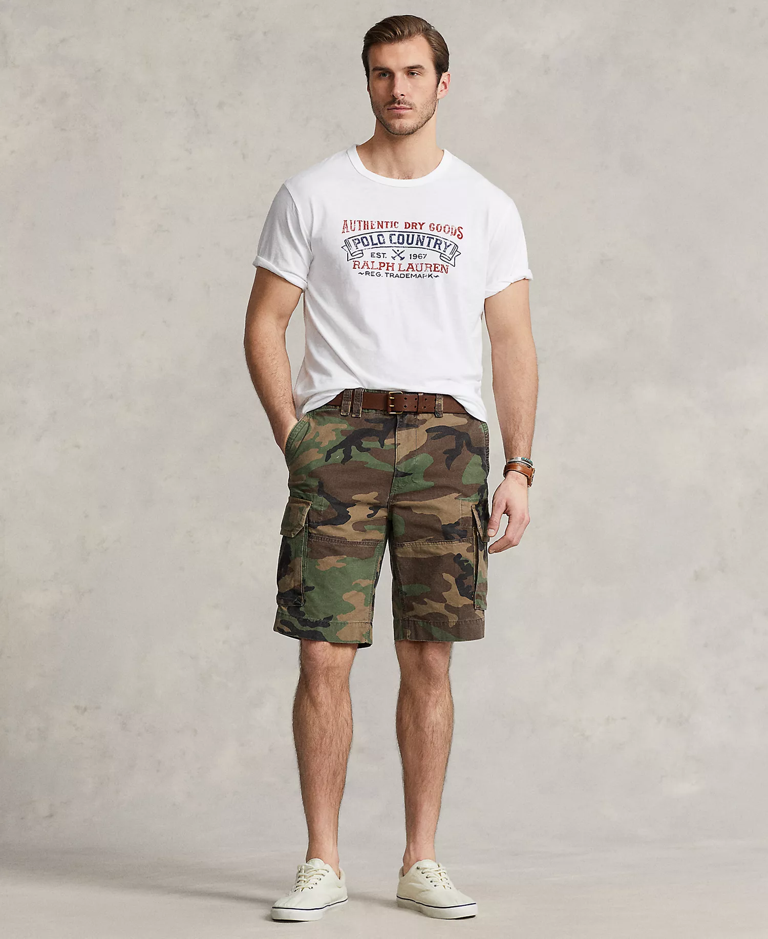 Men's Big & Tall Relaxed Fit 10" Camouflage Cotton Cargo Shorts - Surplus Camo - 38T