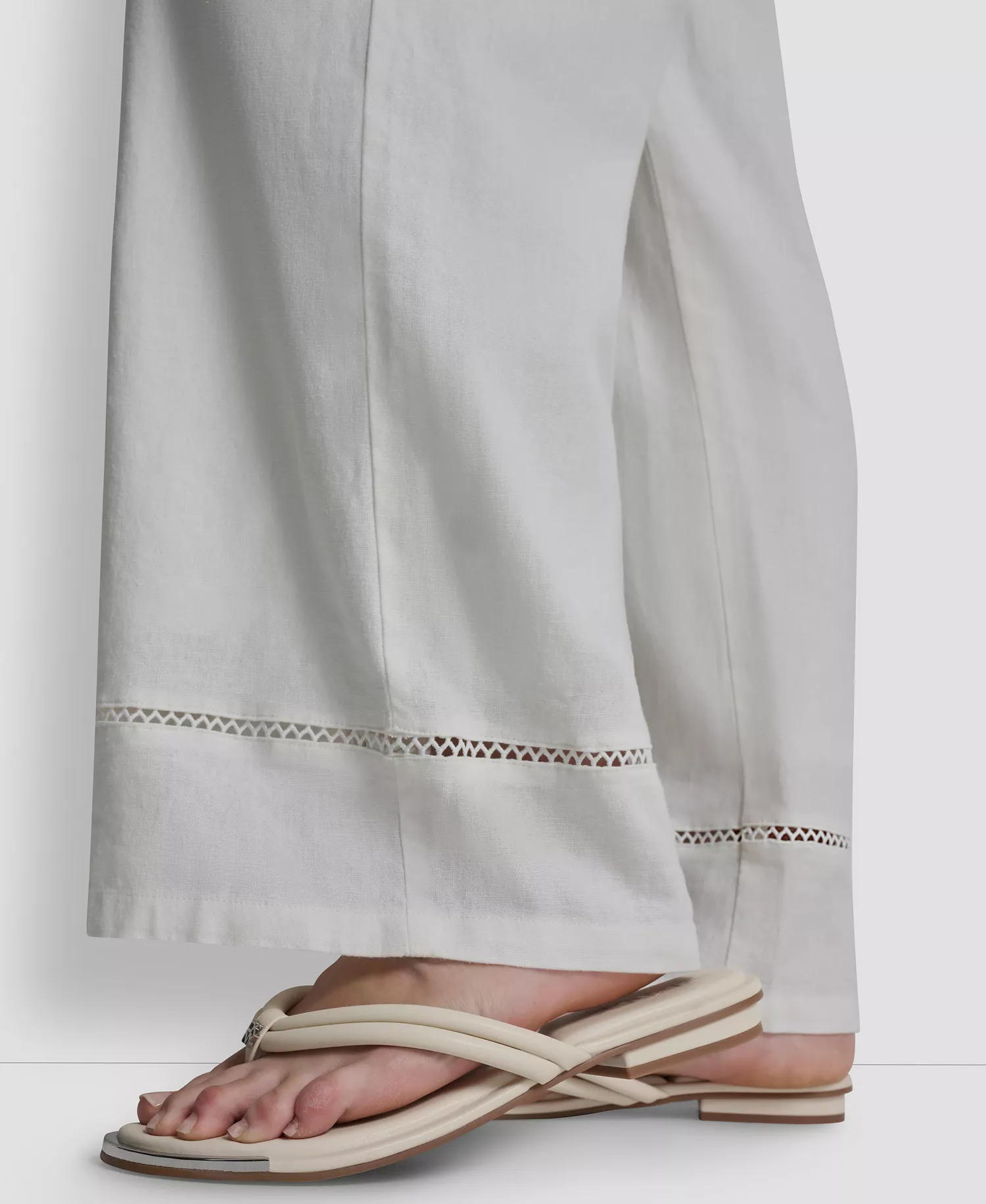 Petite Linen-Blend High-Rise Pull-On Wide-Leg Pants - Ivory - PL