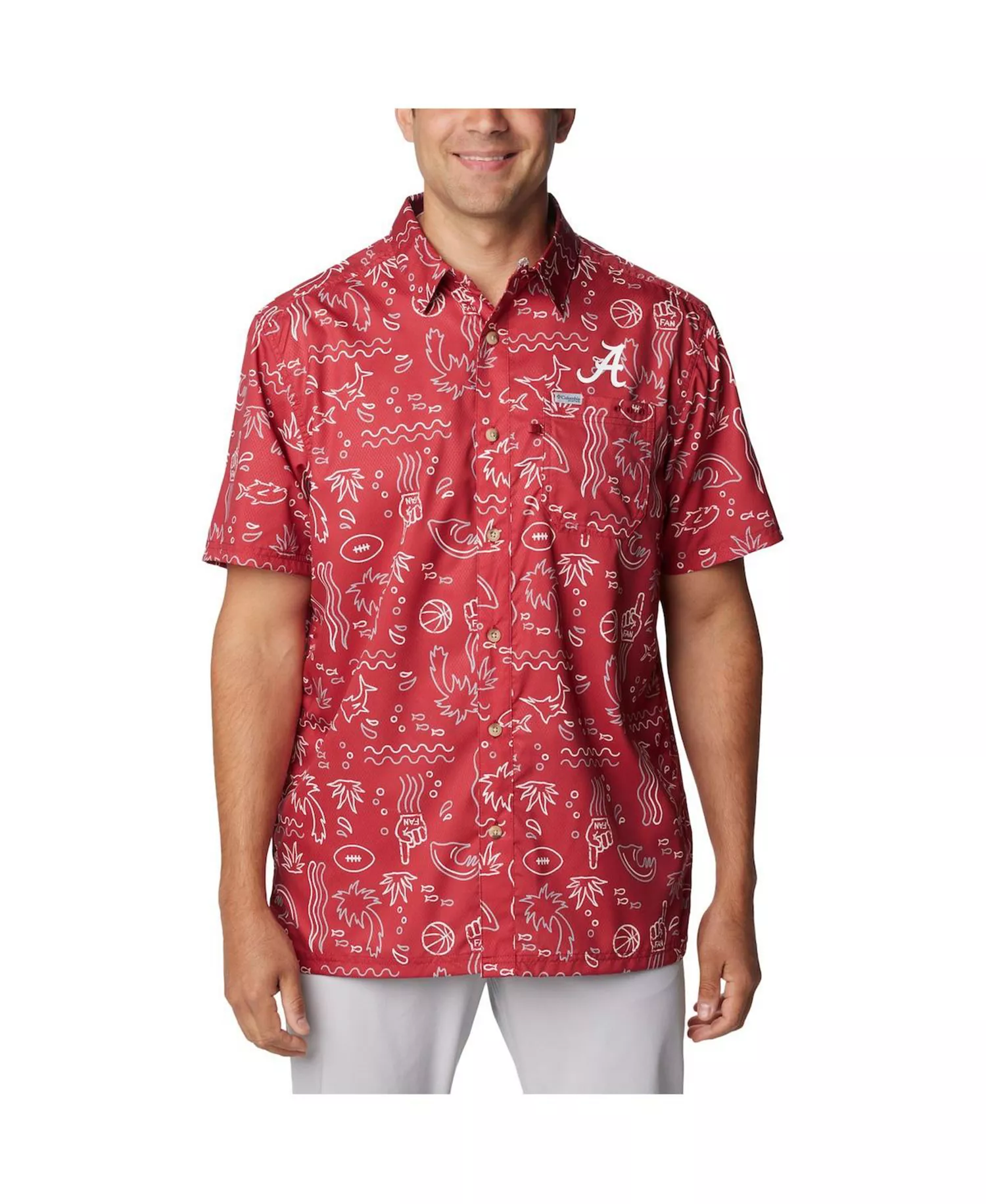 Men's Crimson Alabama Crimson Tide Super Slack Tide Omni-Wick Button-Up Shirt - Crimson - L