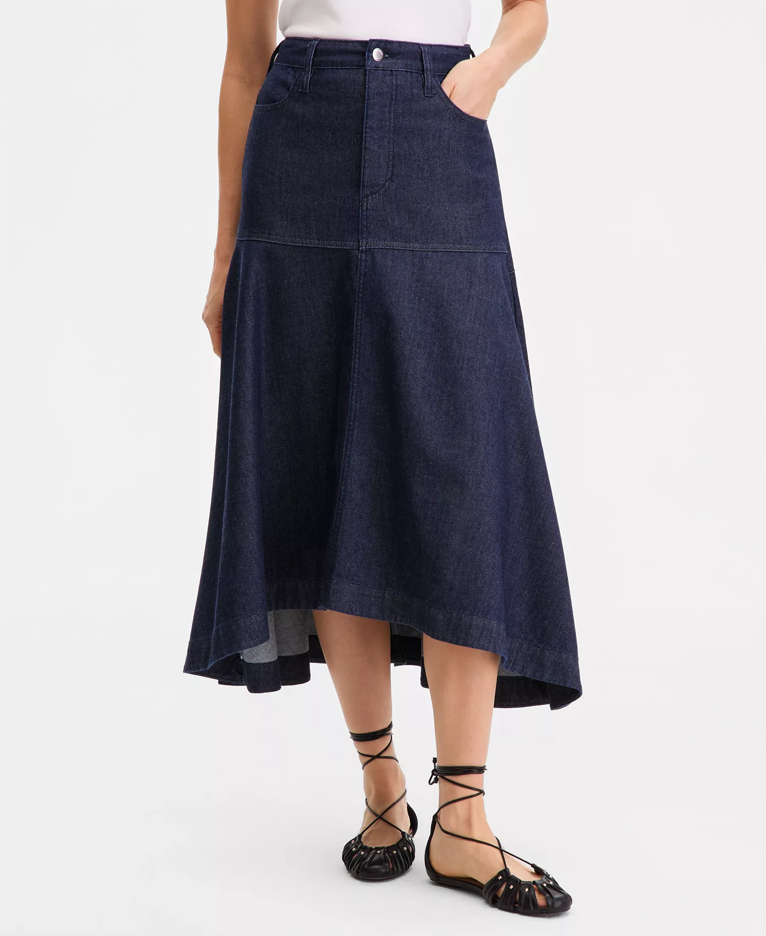 Women's Denim Midi Skirt, Macy's Exclusive - Hudson Wash - 0