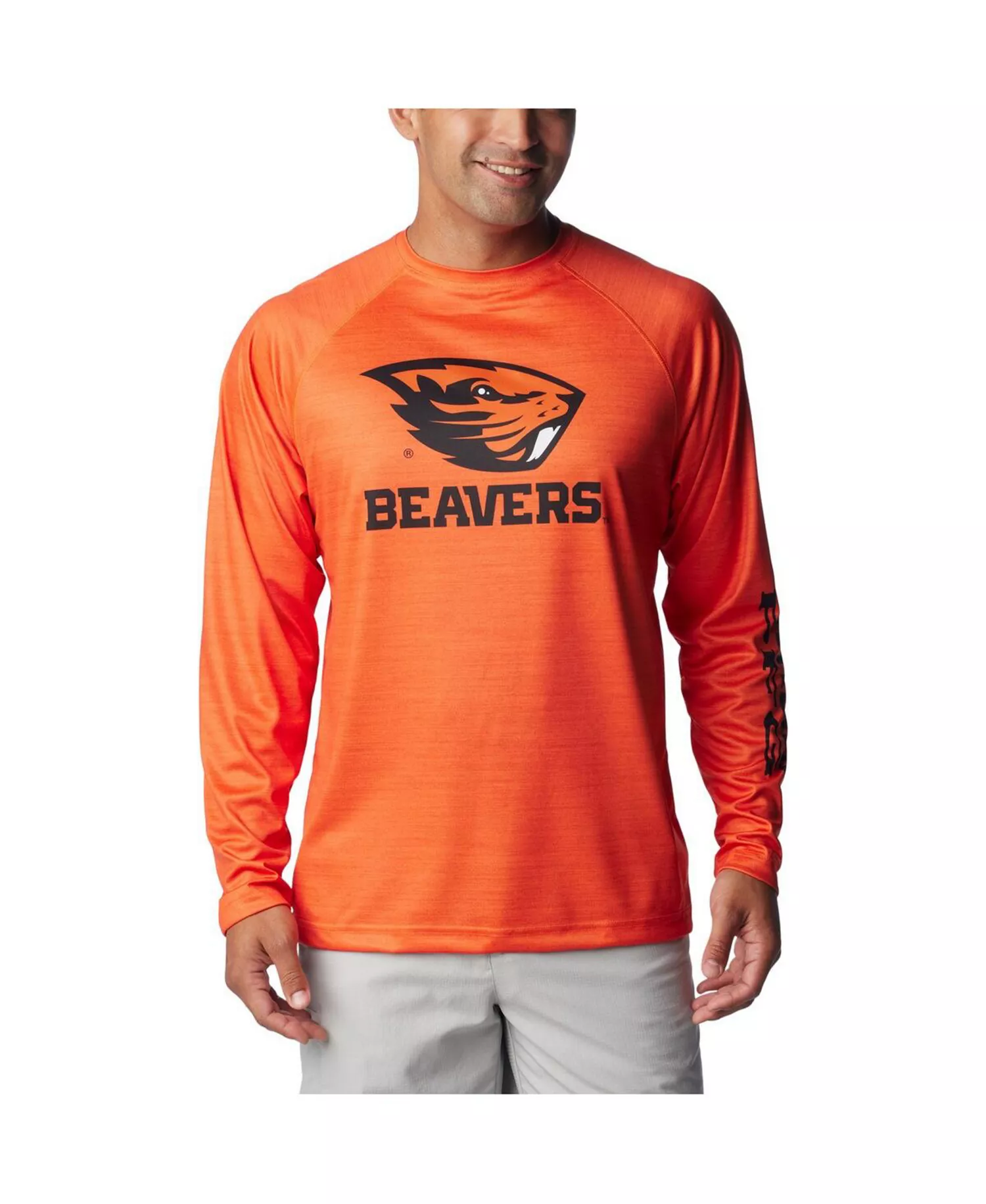 Men's Orange Oregon State Beavers PFG Terminal Tackle Omni-Shade Raglan Long Sleeve T-shirt - Orange - XL