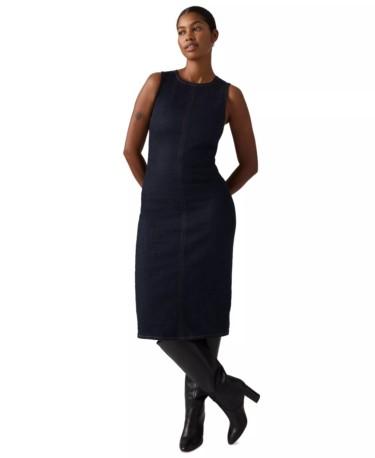 Women's Crew Neck Column Dress - Fem Fatale - L