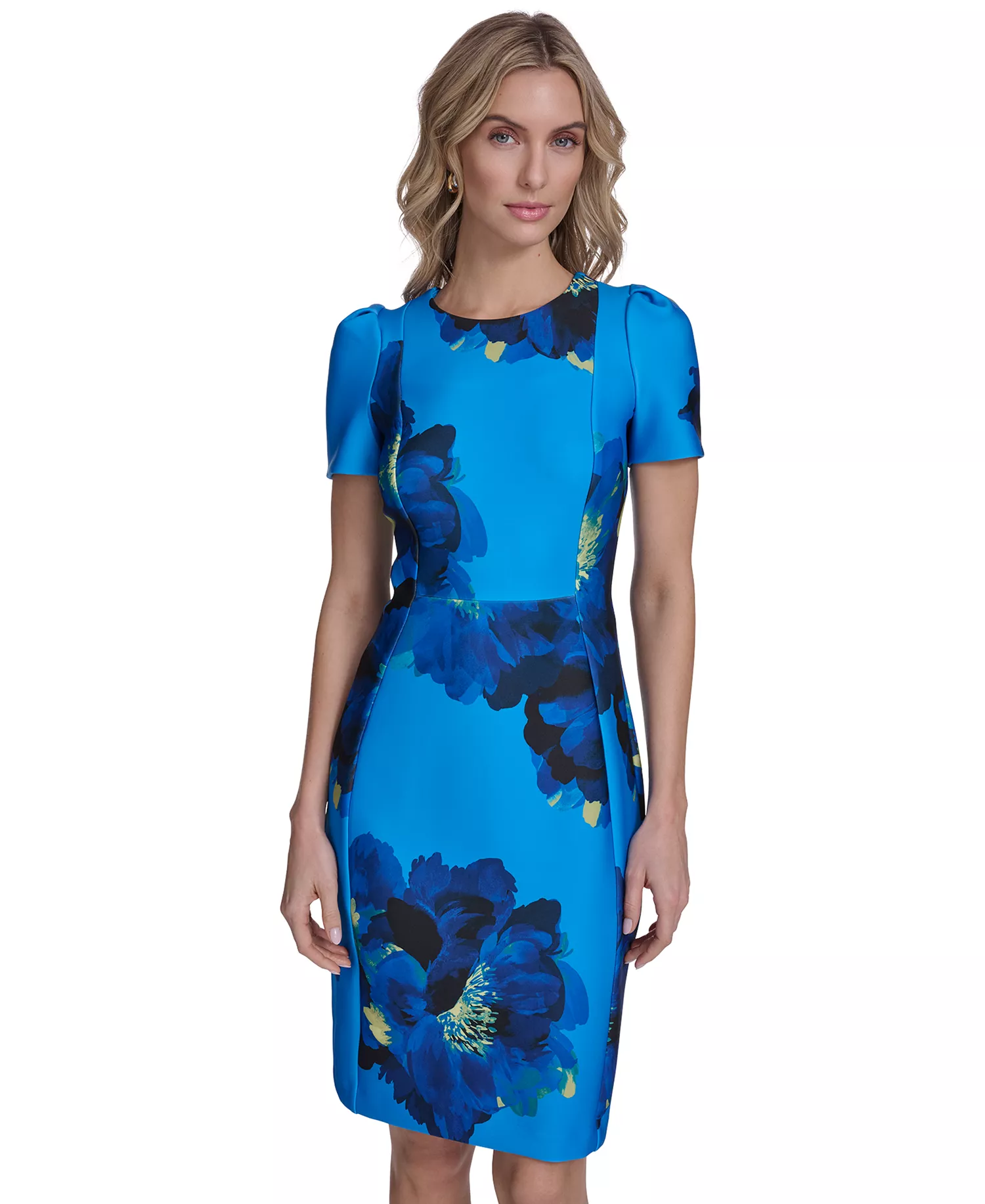 Women's Crewneck Short-Sleeve Dress - Sea multi - 10