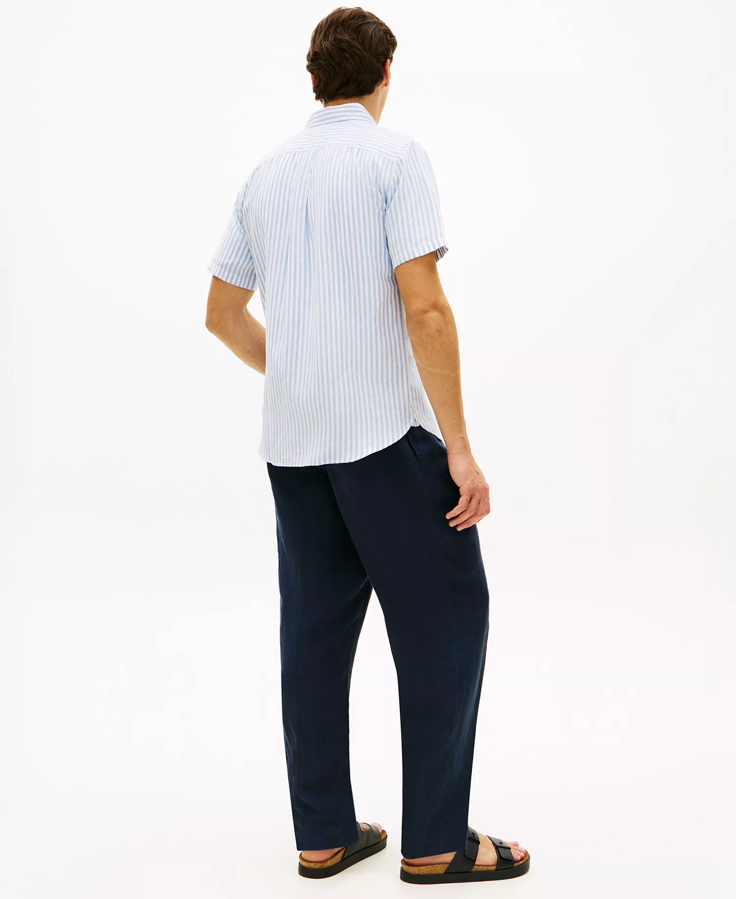 Men's Regular Linen-Blend Bengal Stripe Shirt - Cloudy Blue - L