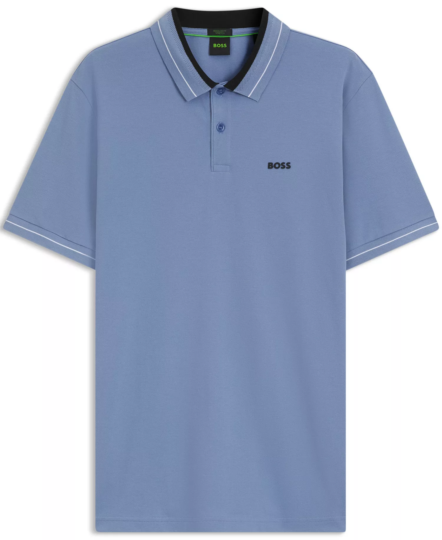 Men's Stretch-Cotton Stripe Trim Polo Shirt - Blue - 2XL