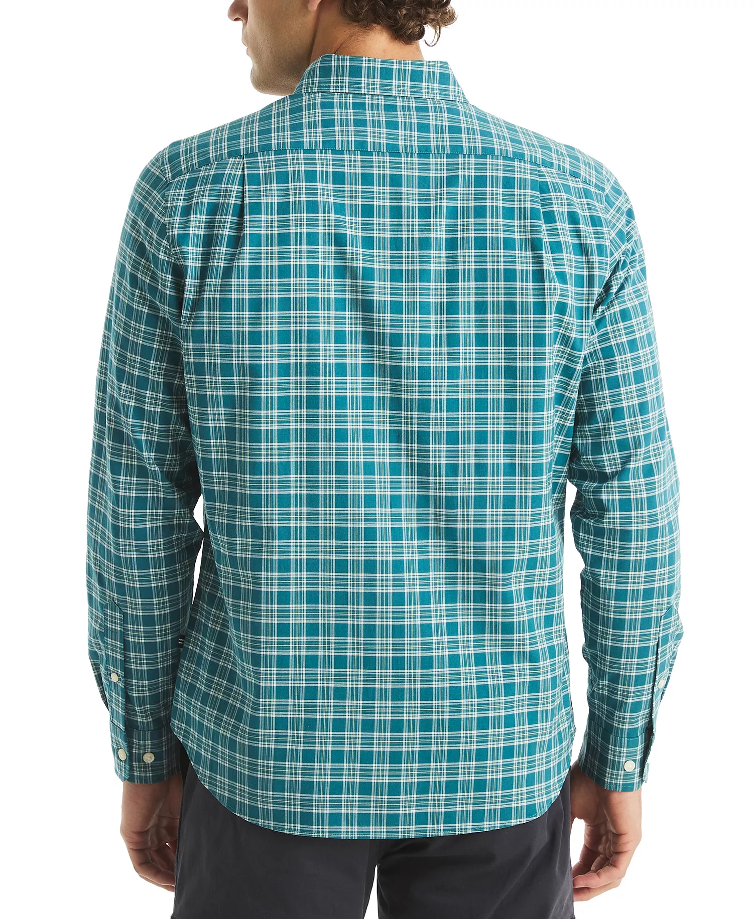 Men's Long Sleeve Plaid Button-Down Shirt - Blue Coral - 2XL