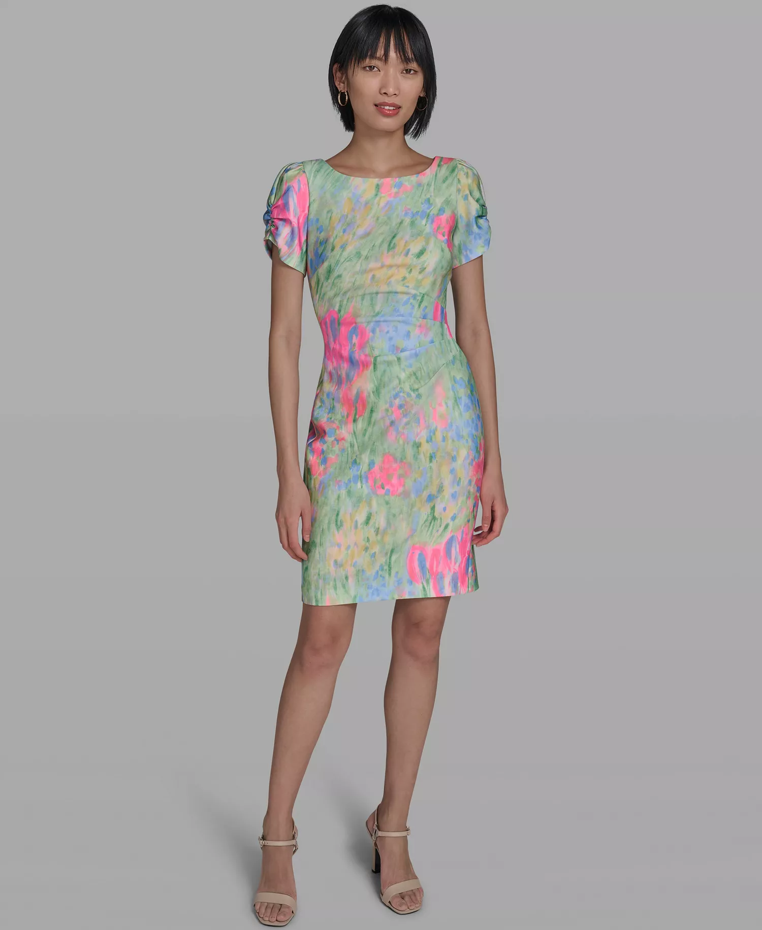 Women's Printed Boat Neck Sheath Dress - Pink Sherbet/Tea Green Multi - 0