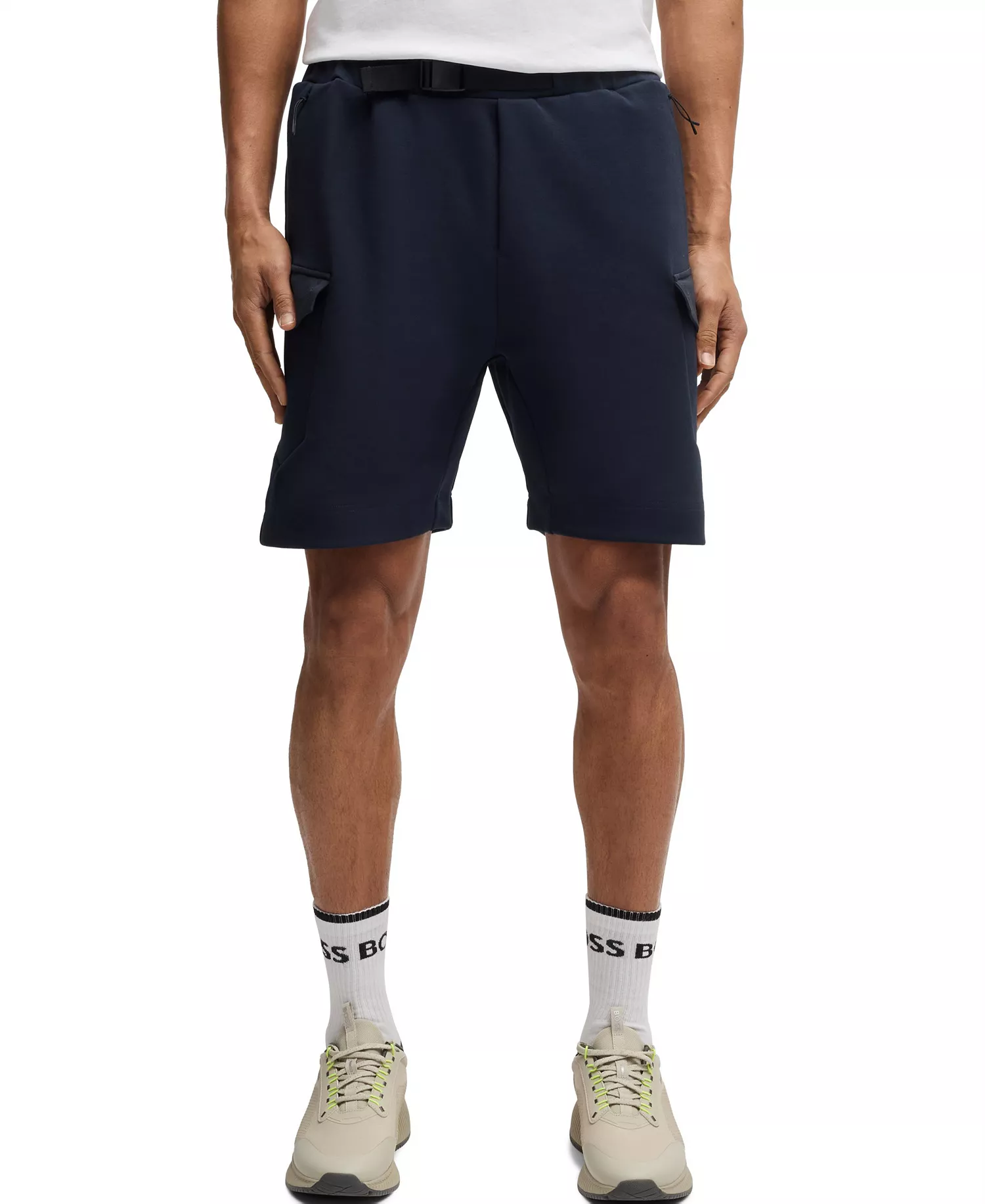 Men's Hopsack Panelling Super-Stretch Shorts - Dark Blue - 2XL