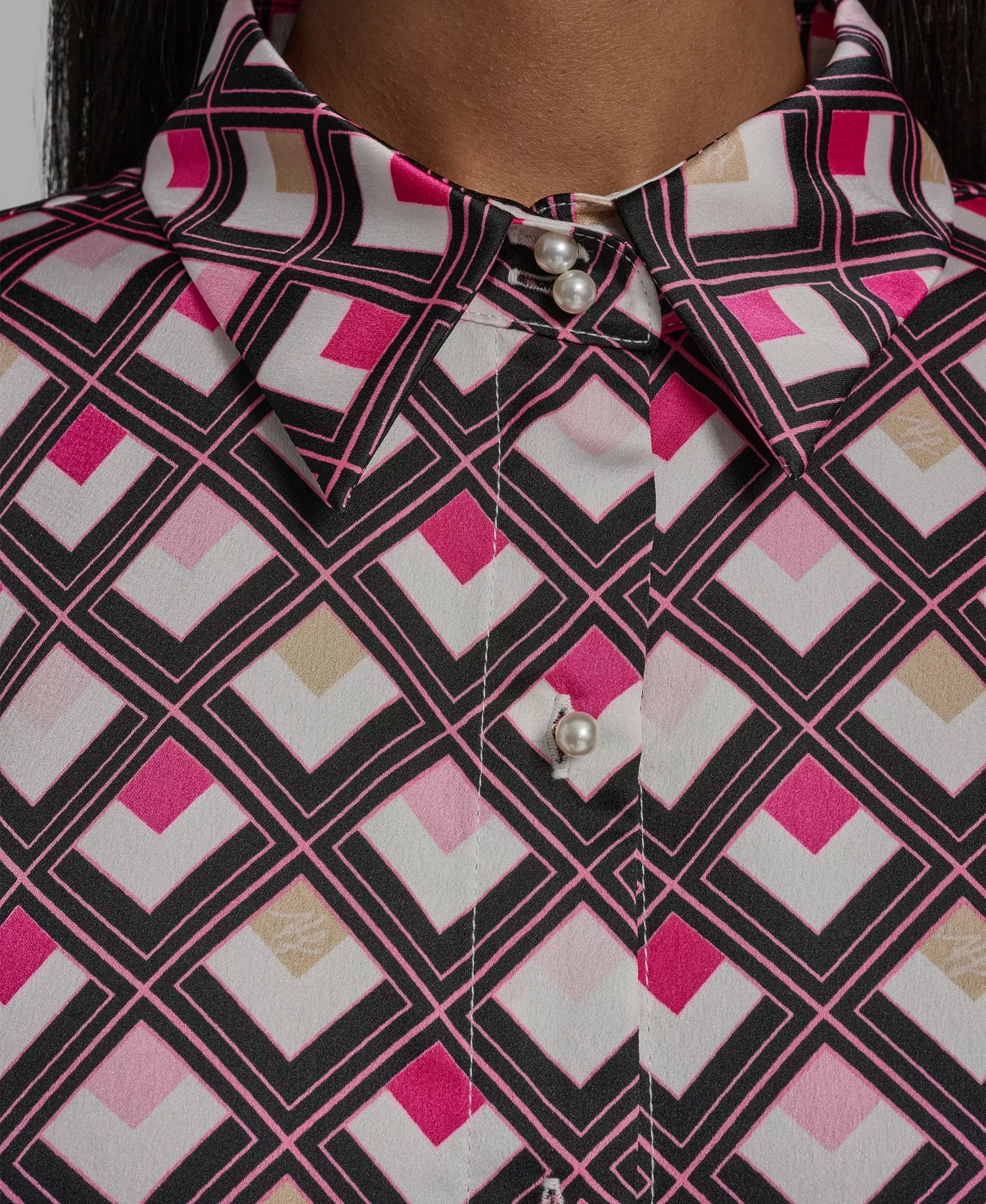 Women's Woven Collared Blouse - Prism Pink Multi - L