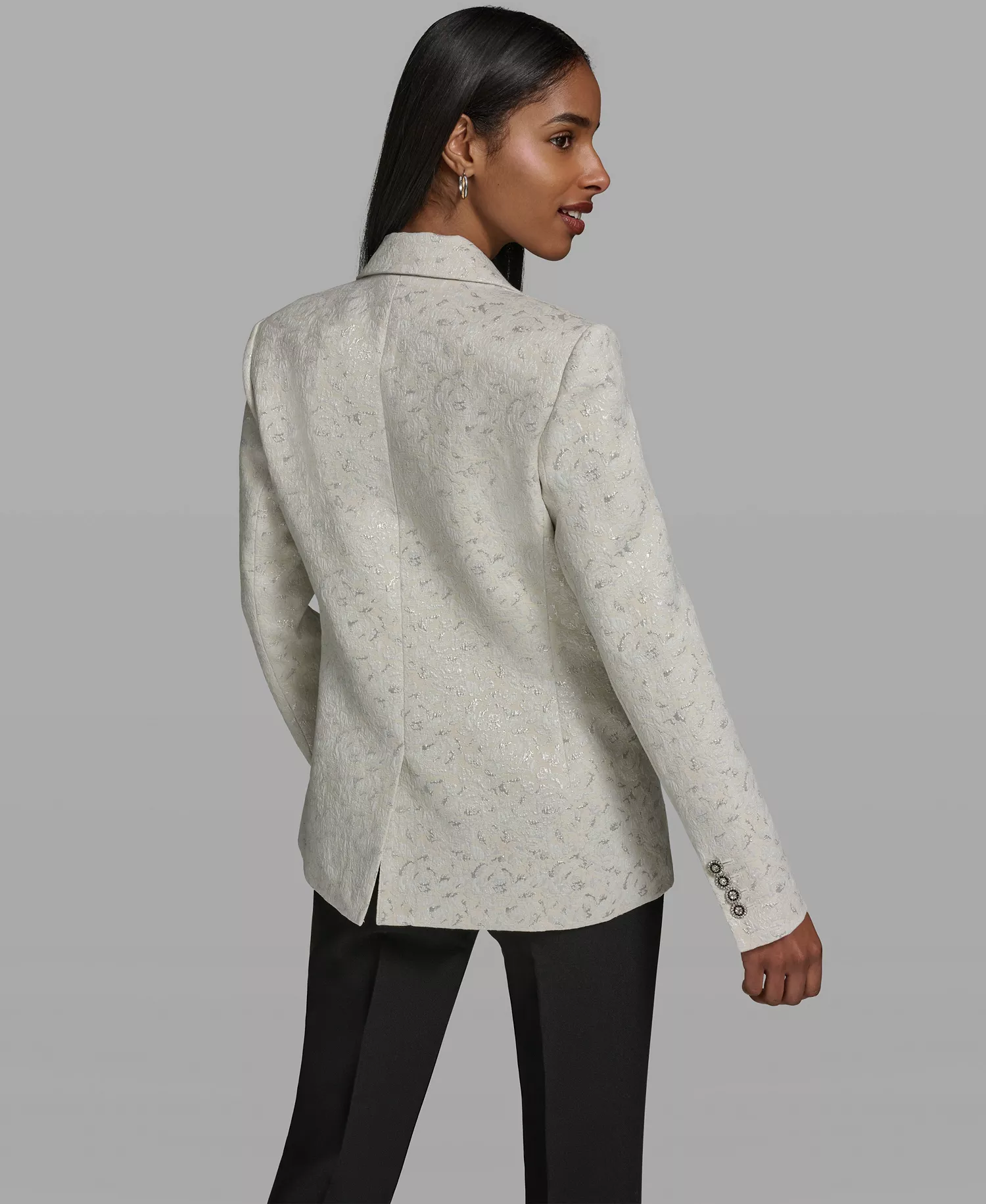 Women's Button-Front Collared Woven Jacket - Soft White - 0