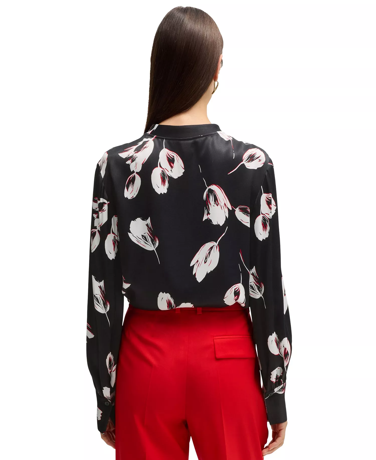 Women's Tulip Print Relaxed-Fit Blouse - Open Miscellaneous - 0