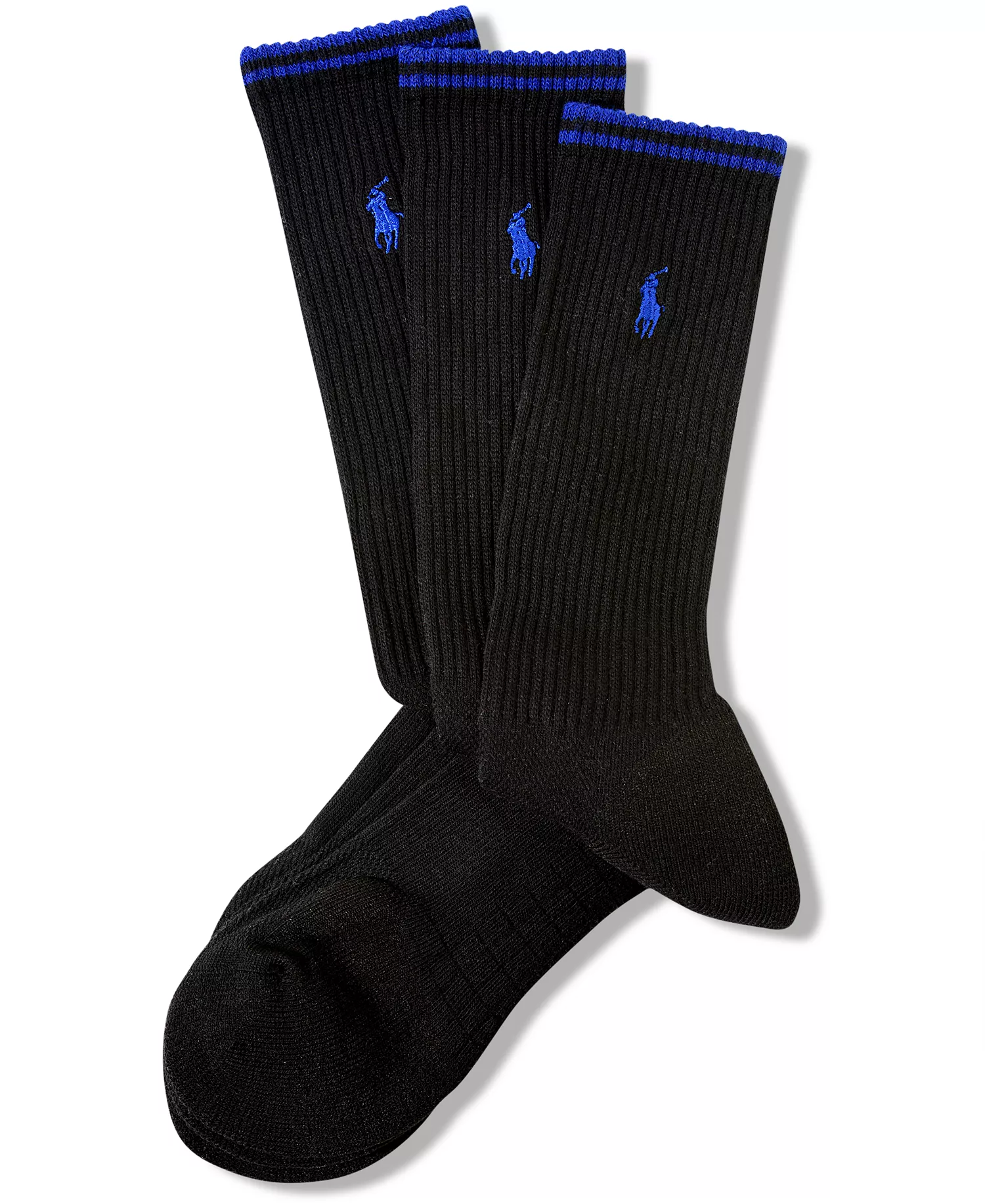 Men's Socks, Athletic Crew 3 Pack - Black - 10-13