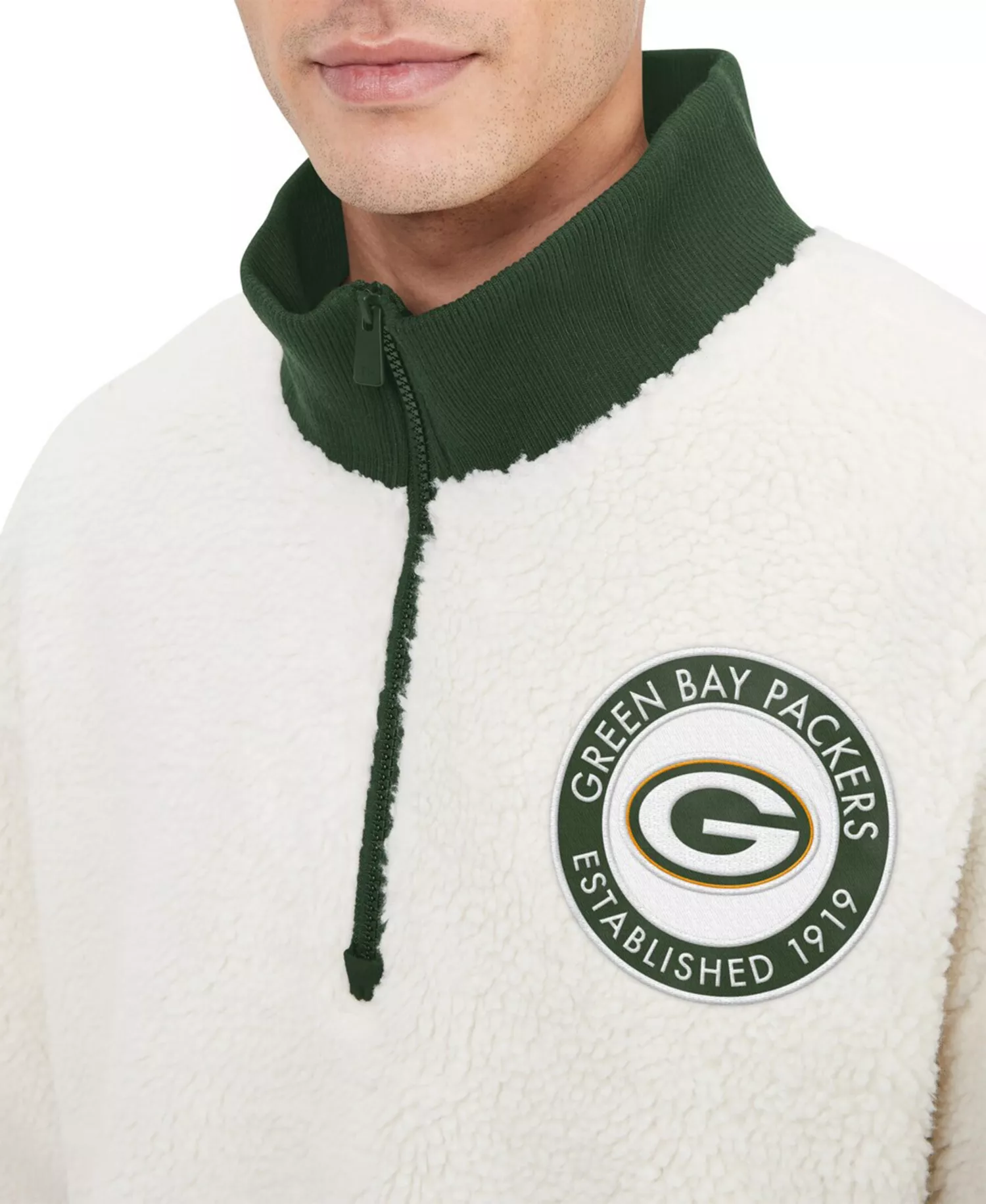 Men's Cream Green Bay Packers Jordan Sherpa Quarter-Zip Sweatshirt - Cream, Green - L