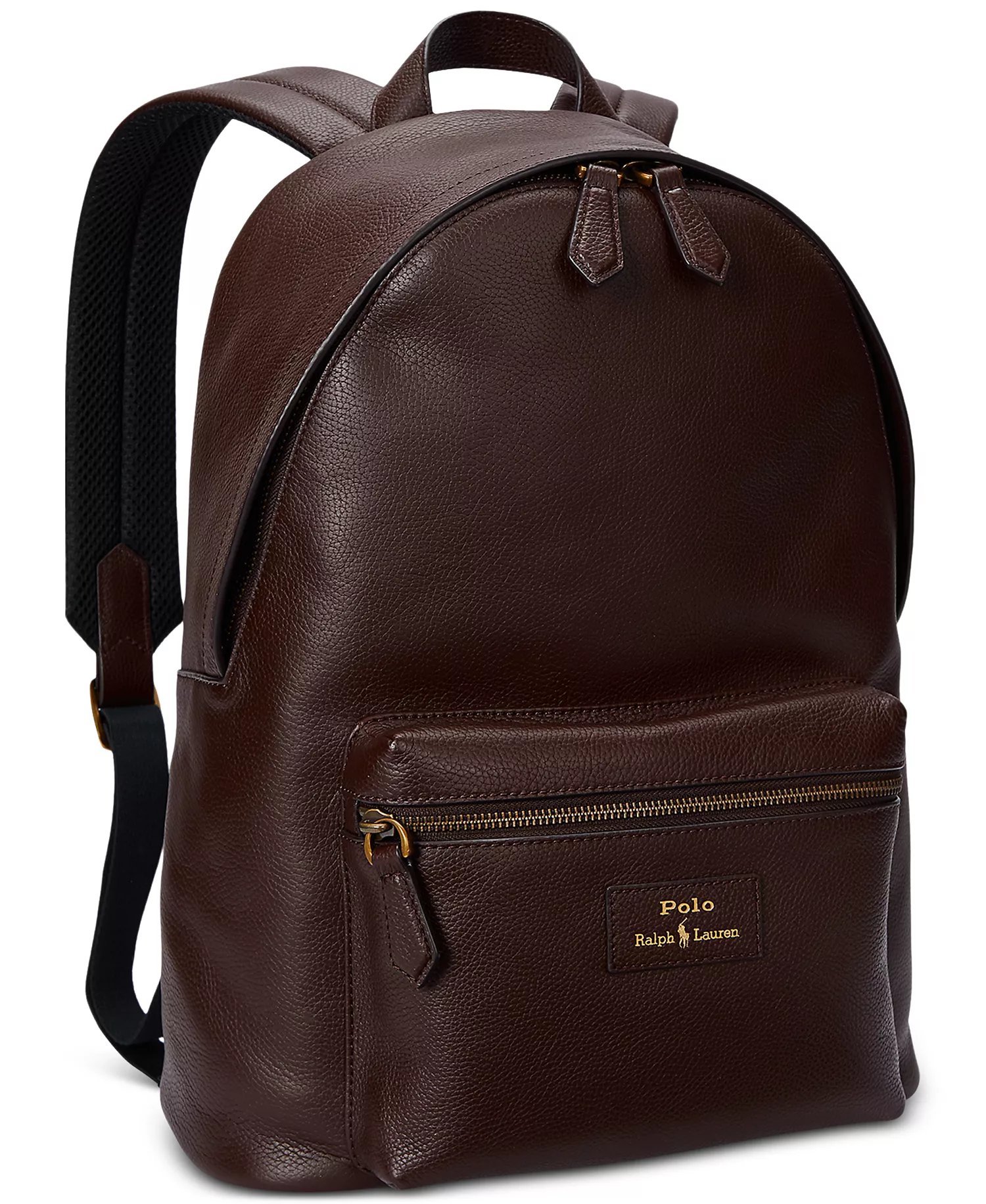 Men's Pebbled Leather Backpack - Dark Brown - No Size