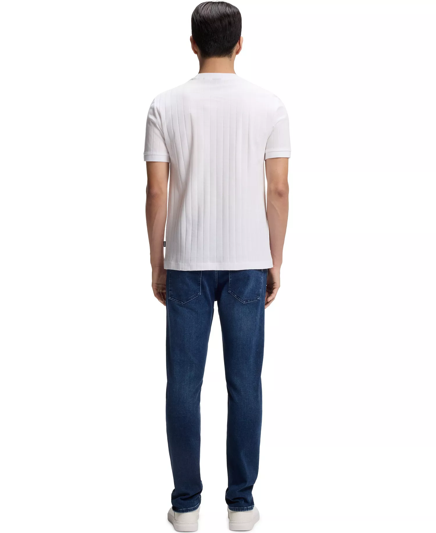 Men's Mercerized-Cotton Structured Stripes T-Shirt - White - L