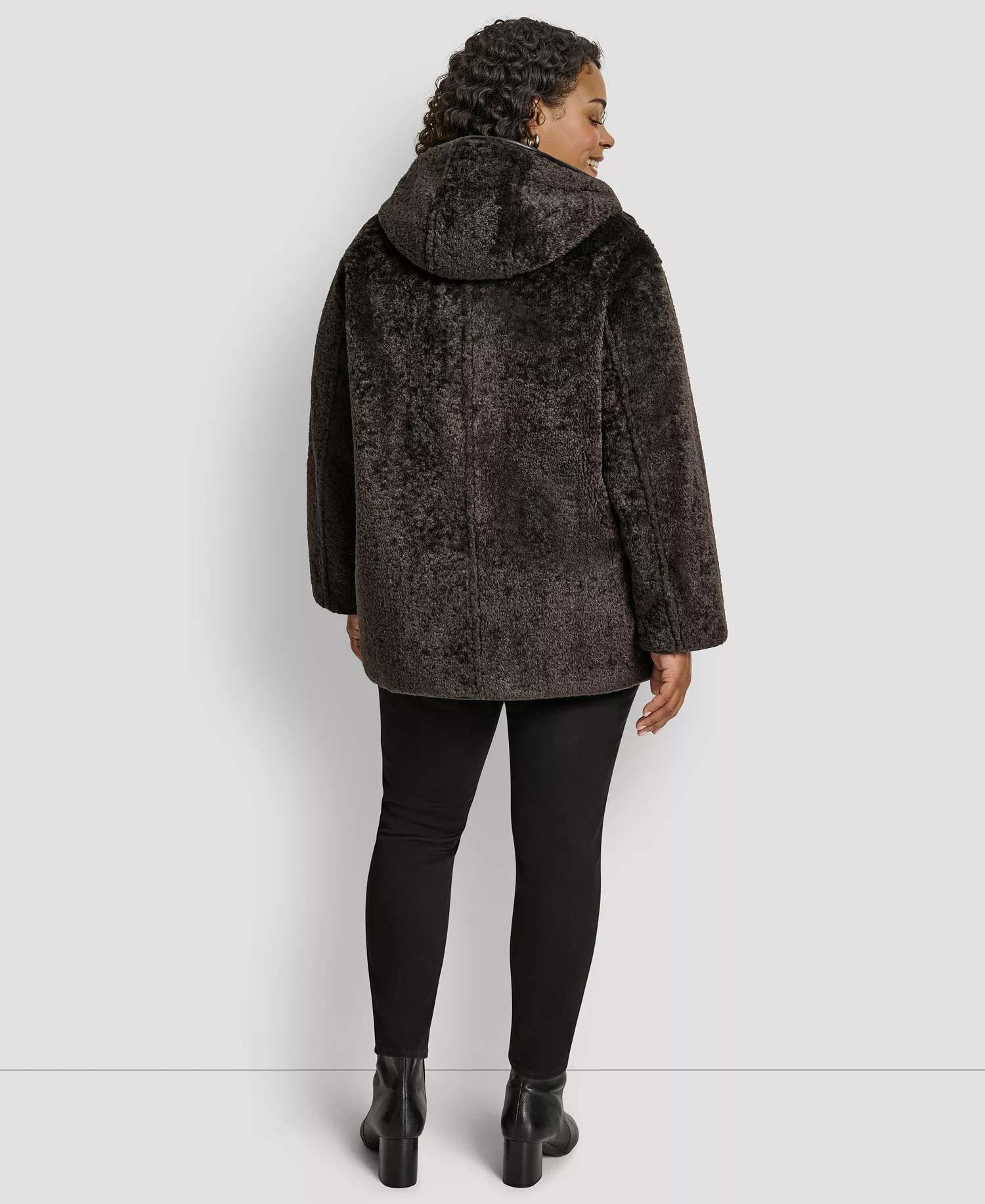 Plus Size Hooded Toggle Coat - Bitter - 0X