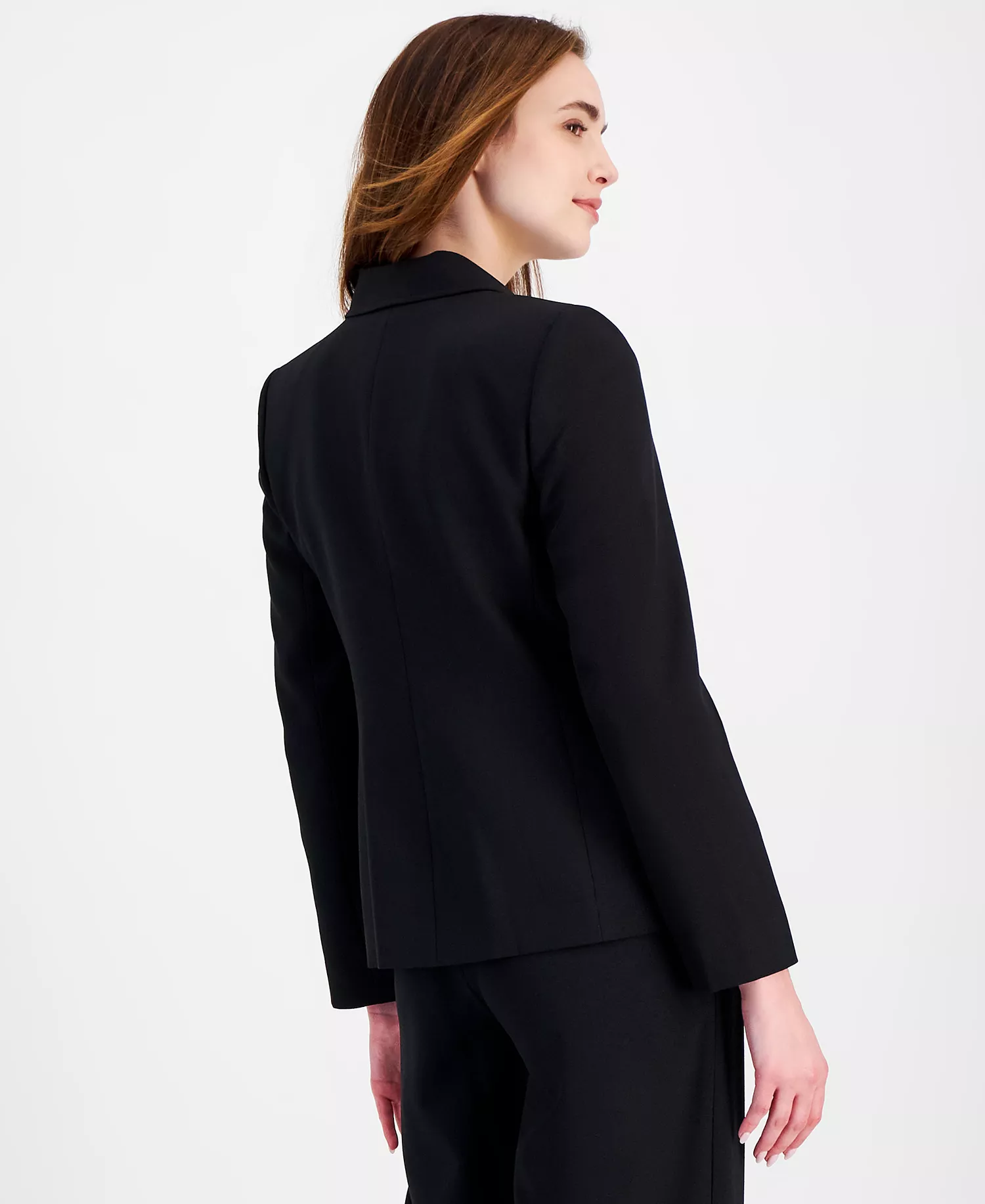 Women's Single-Button Peak-Lapel Blazer - Black - 4