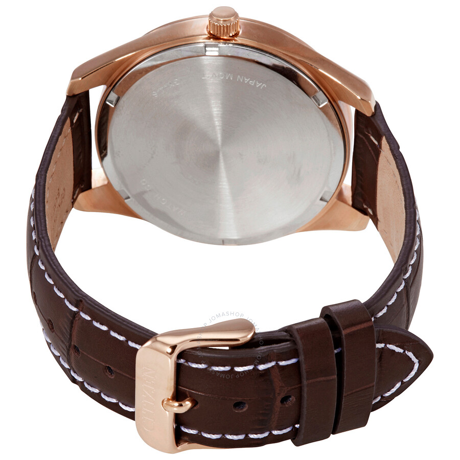 Citizen Quartz Black Dial Brown Leather Ladies Watch