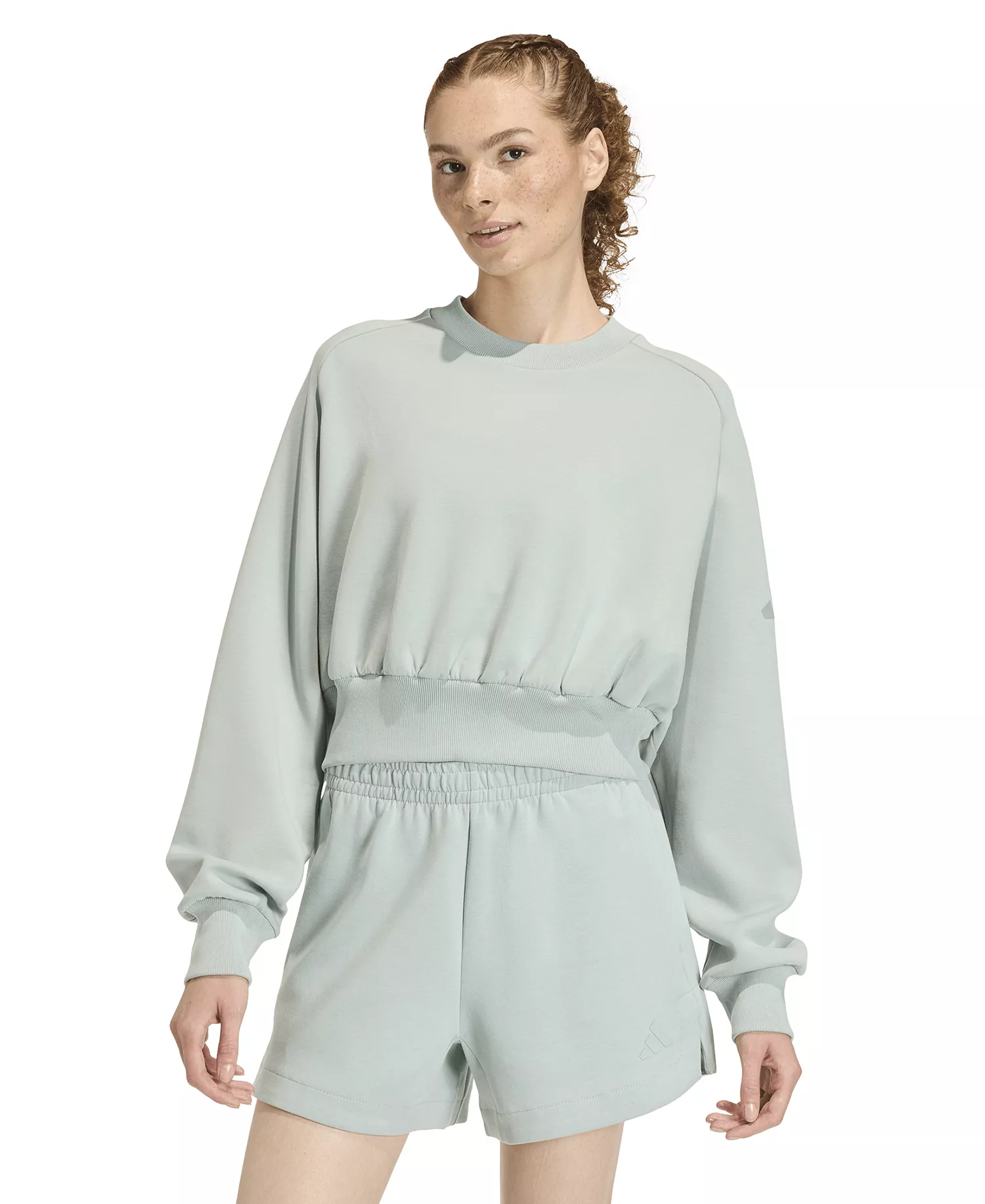 Women's Soft Lux Loose Sportswear Crew Neck Sweatshirt - Wonder Sage - 2XL