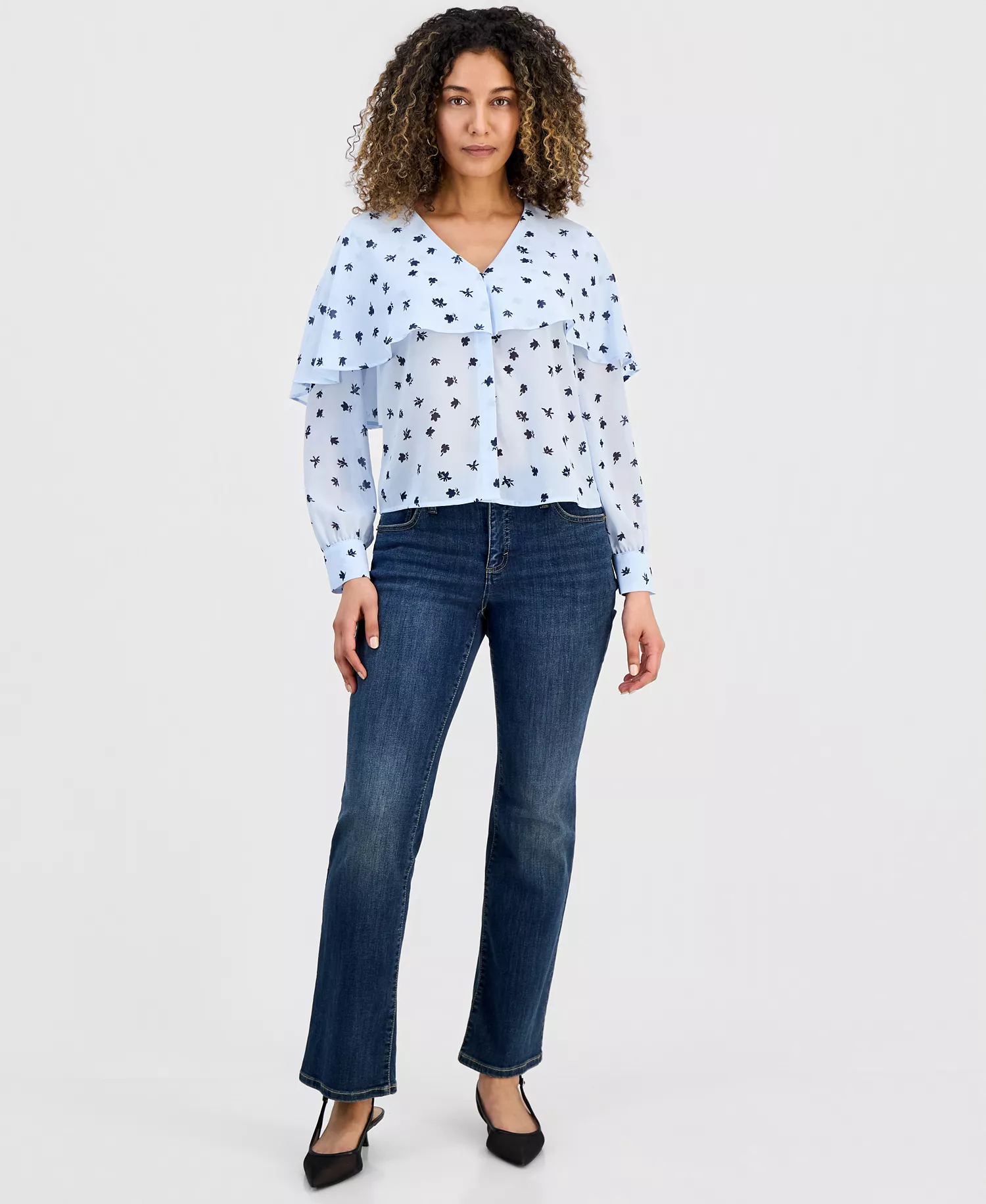 Petite Capelet Blouse, Macy's Exclusive - Liah Blooms - P/L