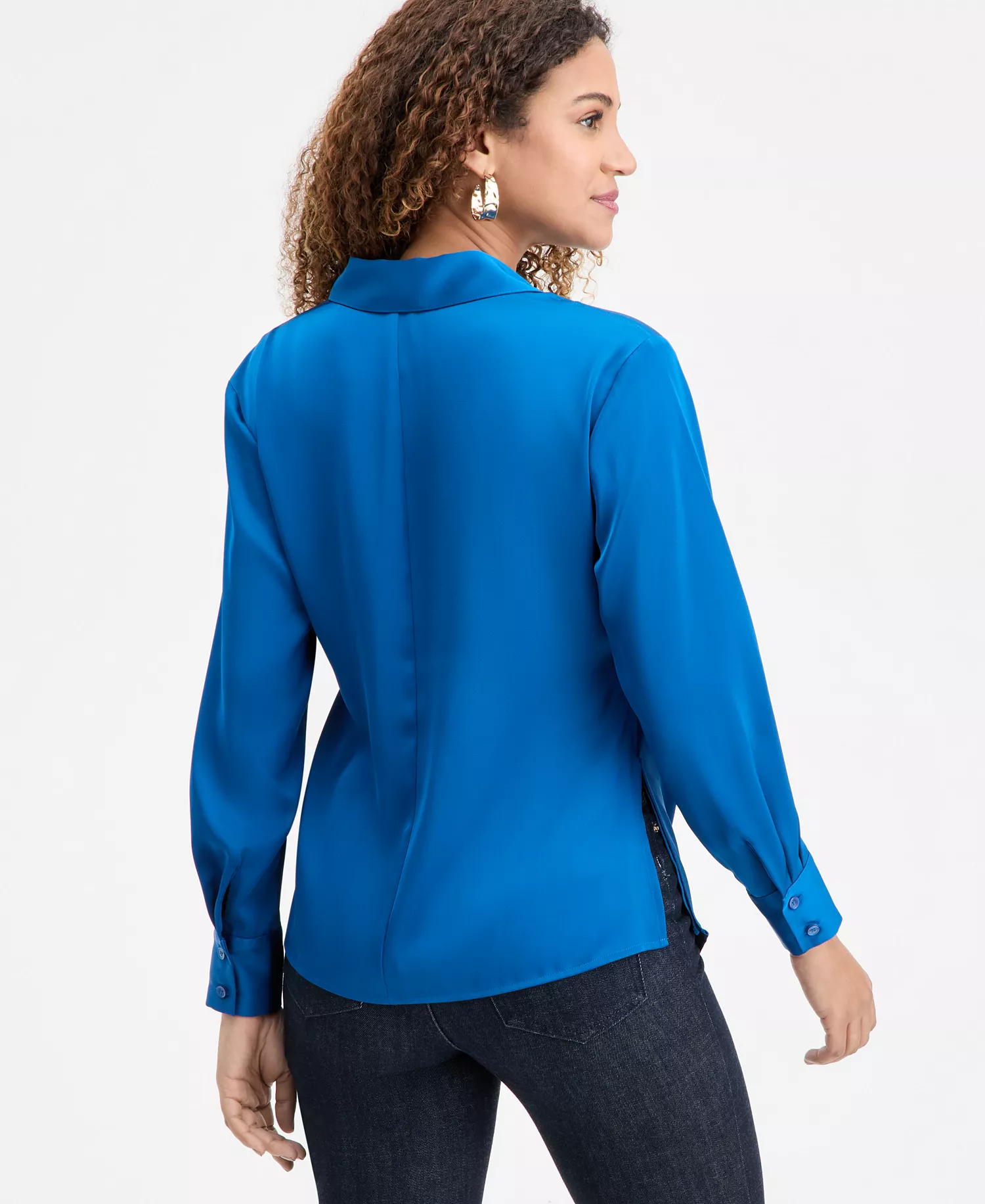Women's Long-Sleeve Wrap Top, Macy's Exclusive - Cobalt Dream - L