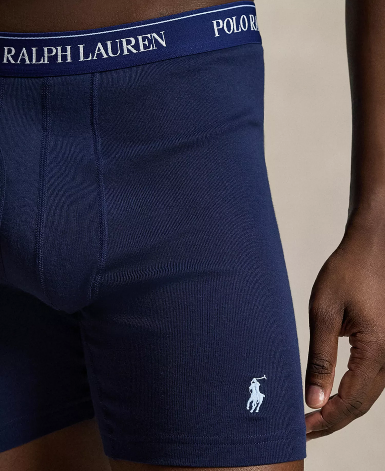 Men's Classic Cotton Knit Boxer Briefs , 3-Pack Set - Cruise Navy/Polo Palms Print/Office Blue - L