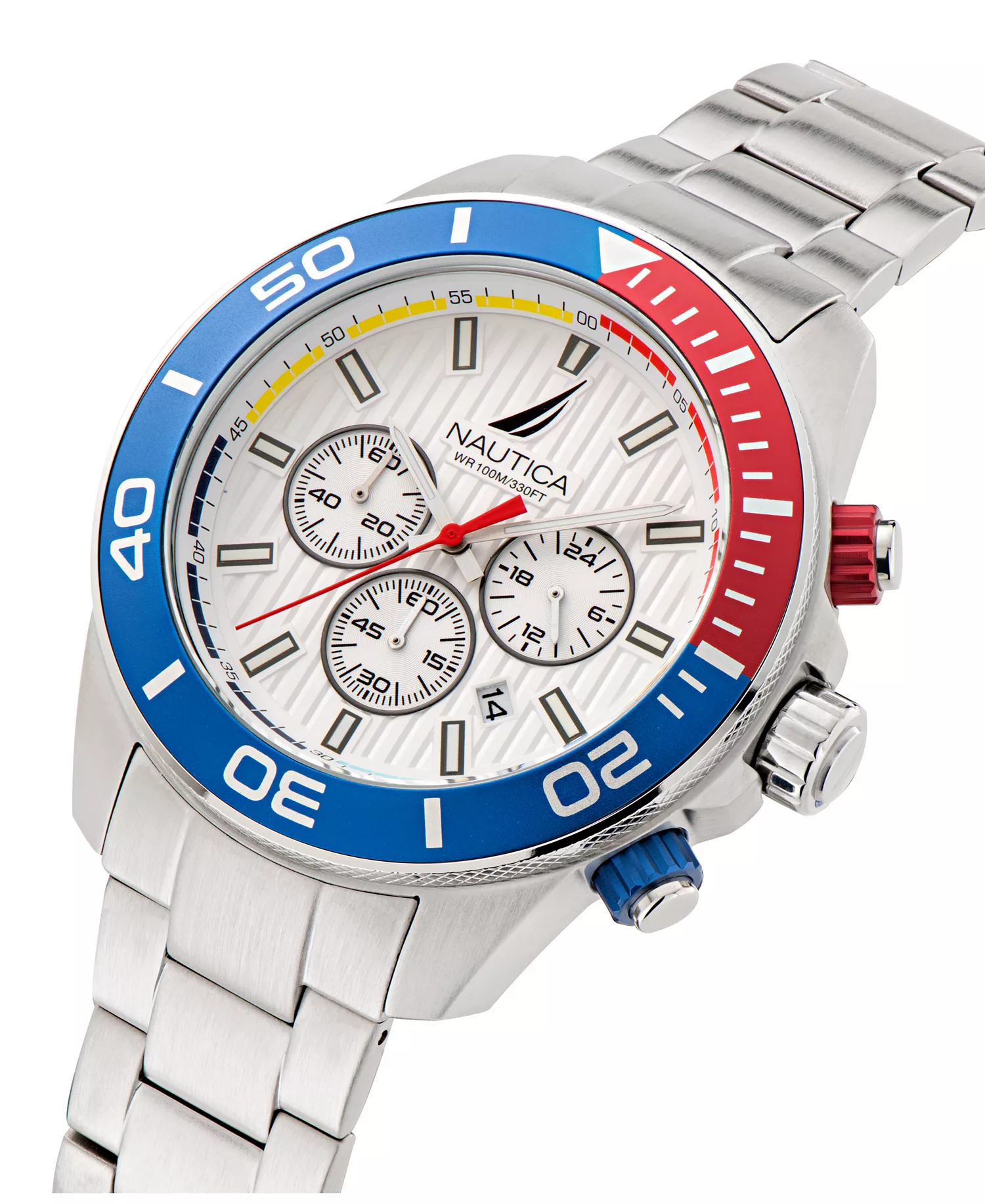 Men's Chronograph Silver-Tone Stainless Steel Watch Set, 48mm - Silver-Tone - NO SIZE