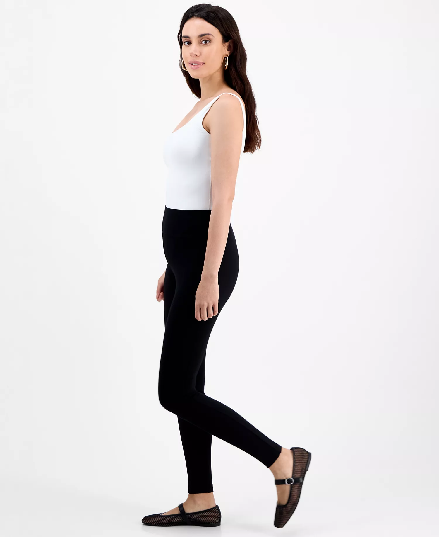 Petite High-Rise Pull-On Leggings, Macy's Exclusive - Deep Black - P/L