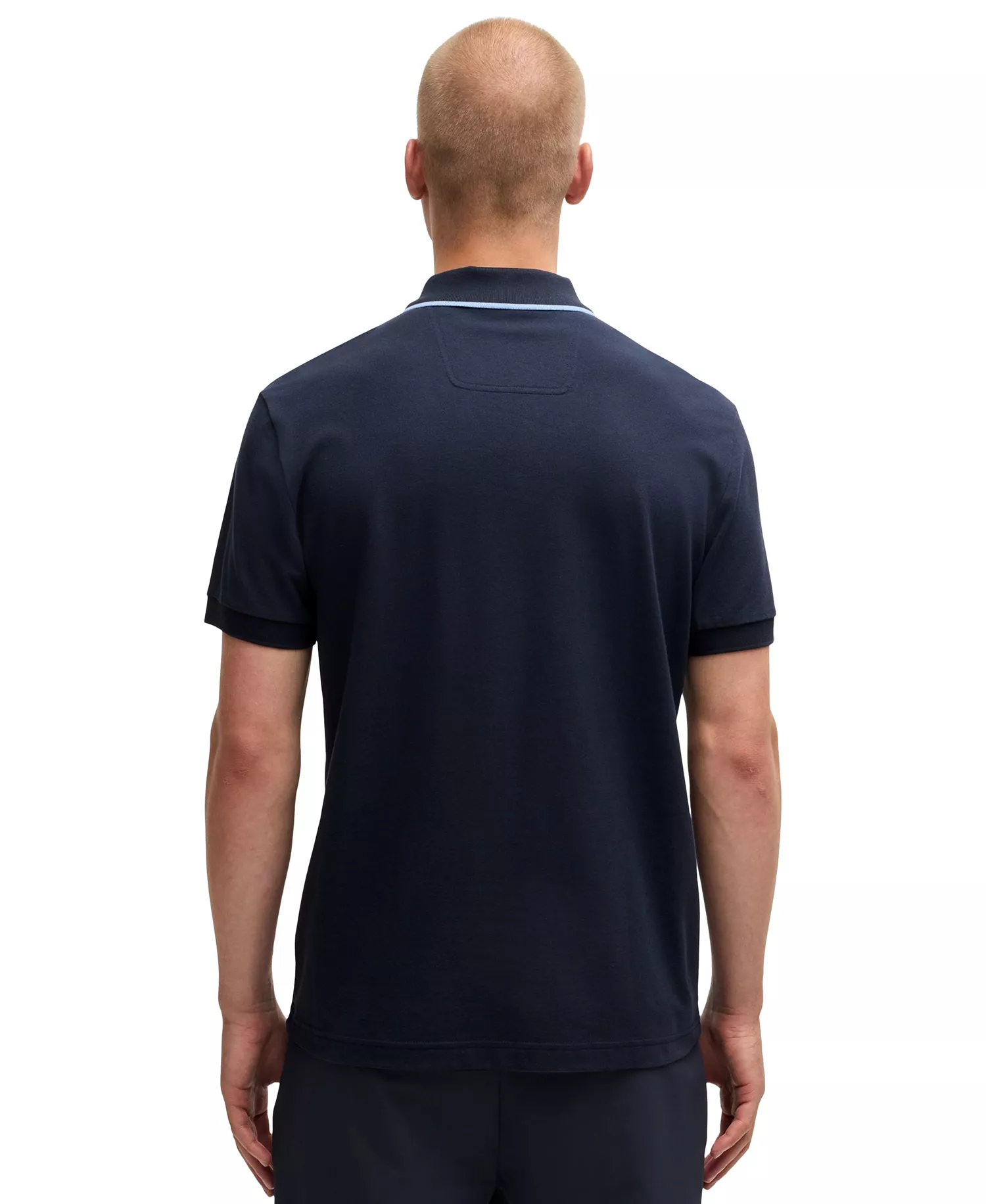 Men's Contrasting Stripes Polo - Dark Blue - S