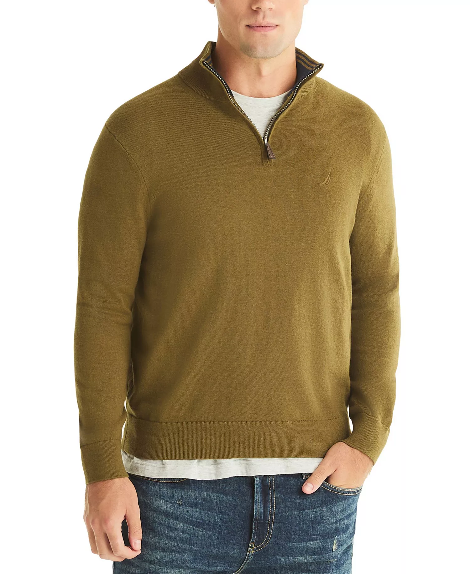 Men's Navtech Classic-Fit Solid Quarter Zip Sweater - Combat Olive - 2XL