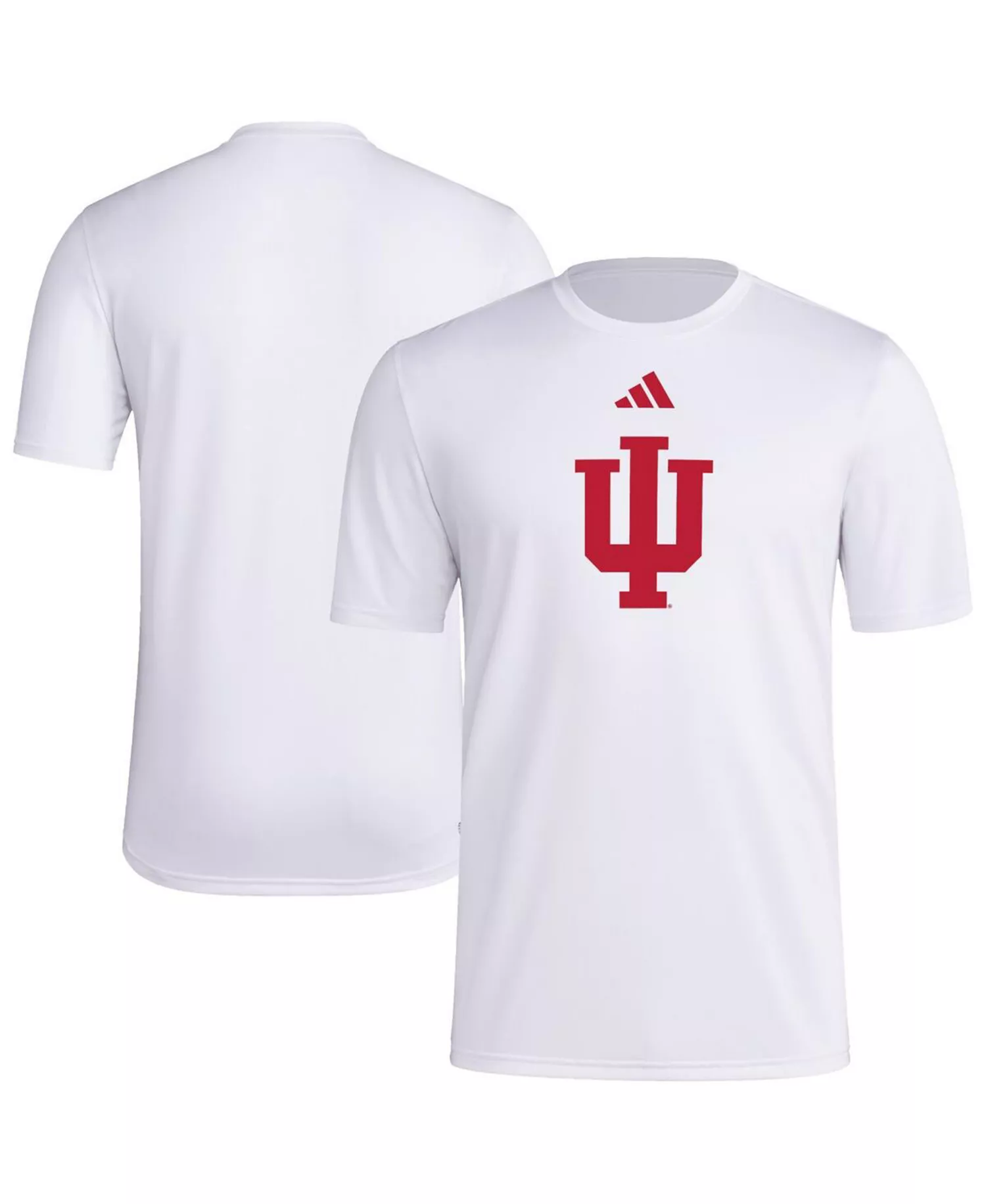Men's White Indiana Hoosiers Primary Locker Logo Pre-Game AEROREADY T-Shirt - White - 2XL